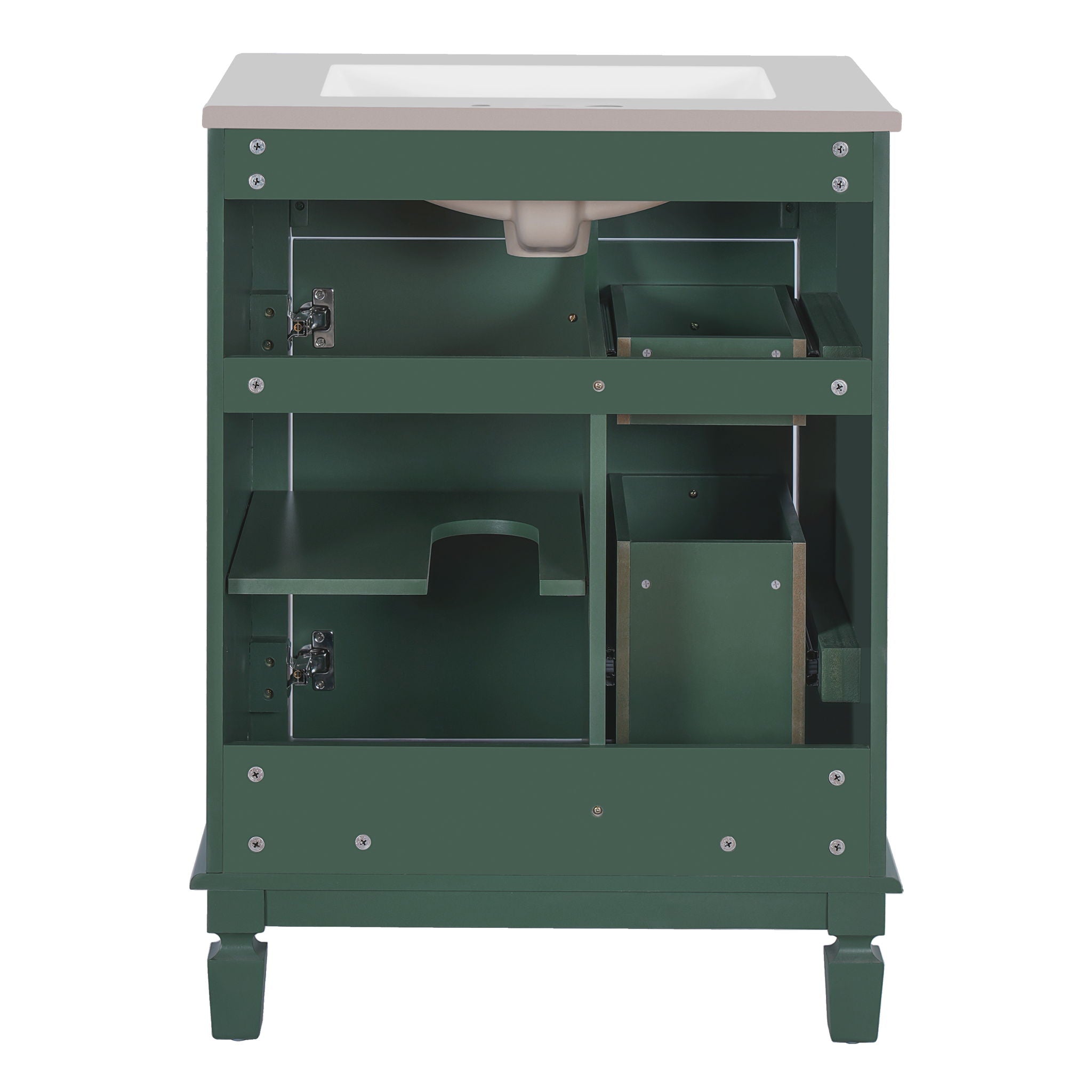 Bathroom Vanity With Sink, Compact Cabinet & 2 Drawers And Adjustable Shelf