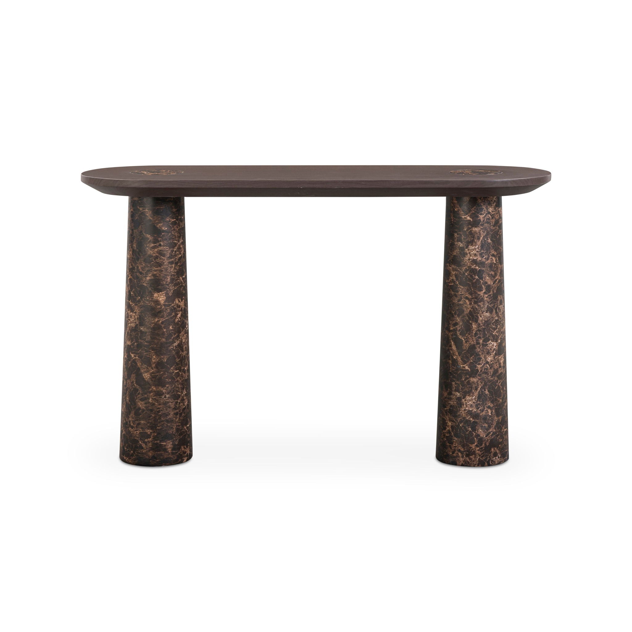Braya - Faux Emperador Marble Console Table - Dark Brown
