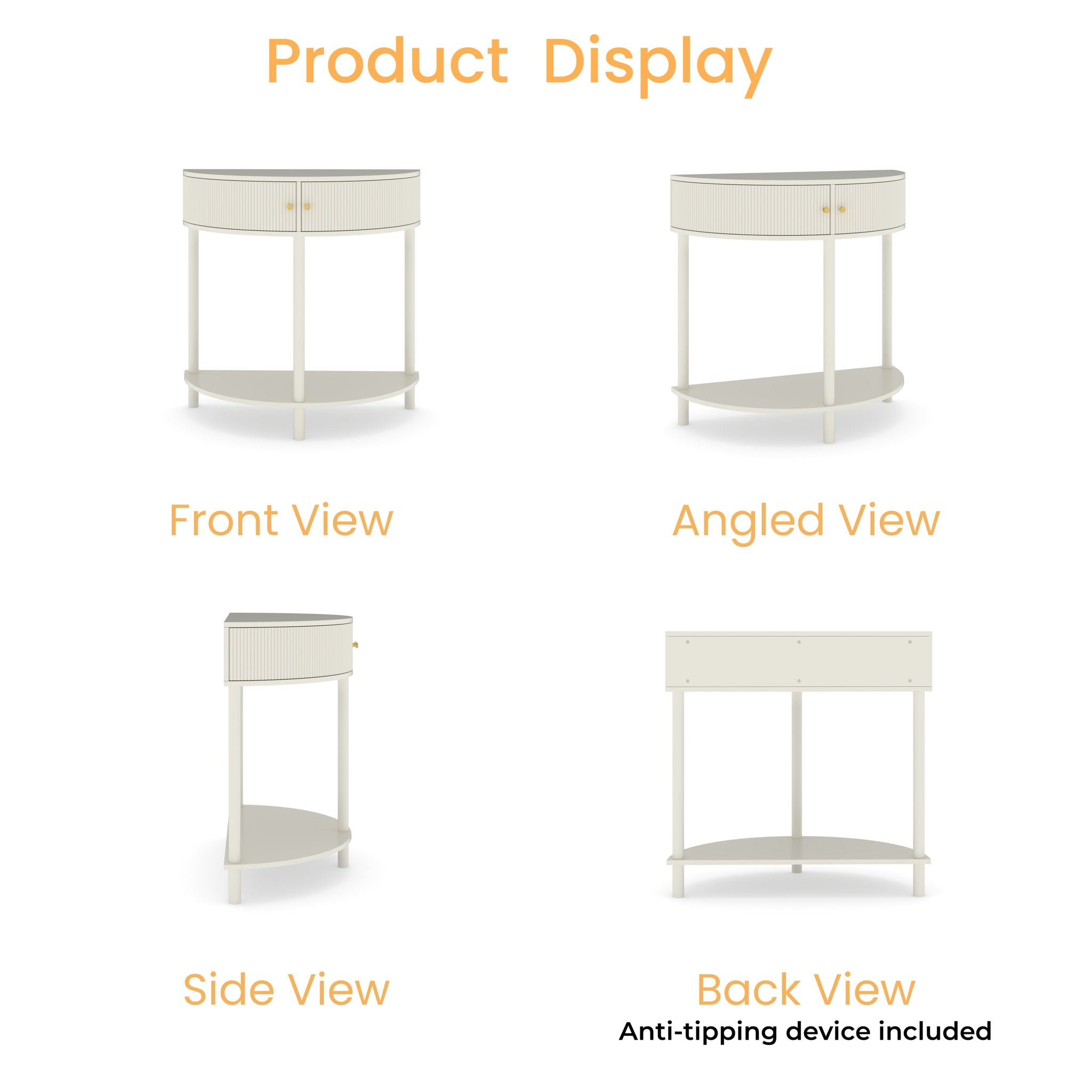 Demi Lune - Console Table With 2 Storage Drawers