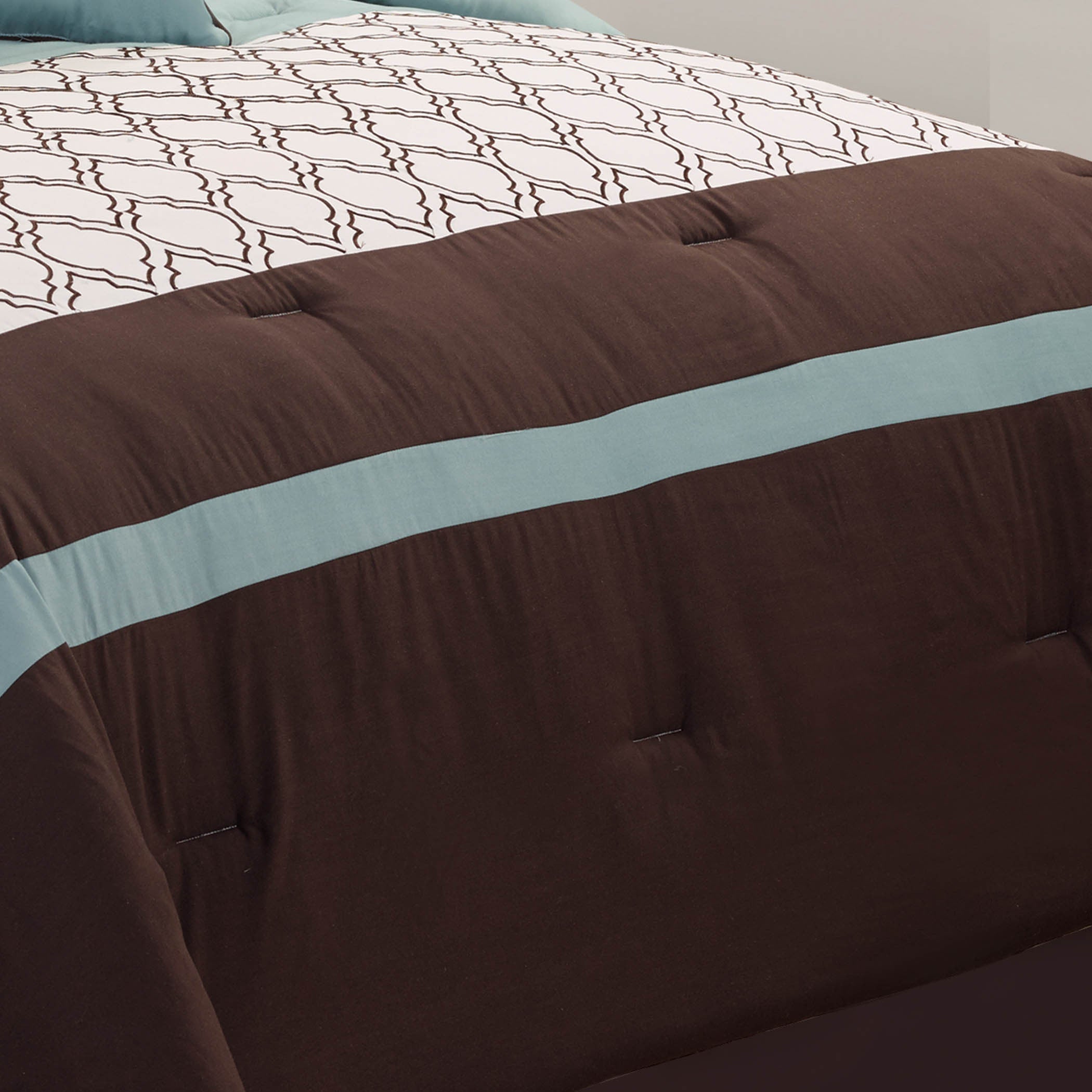 Tolbert 8 Pc Teal & Brown Geometric Embroidered Comforter Set