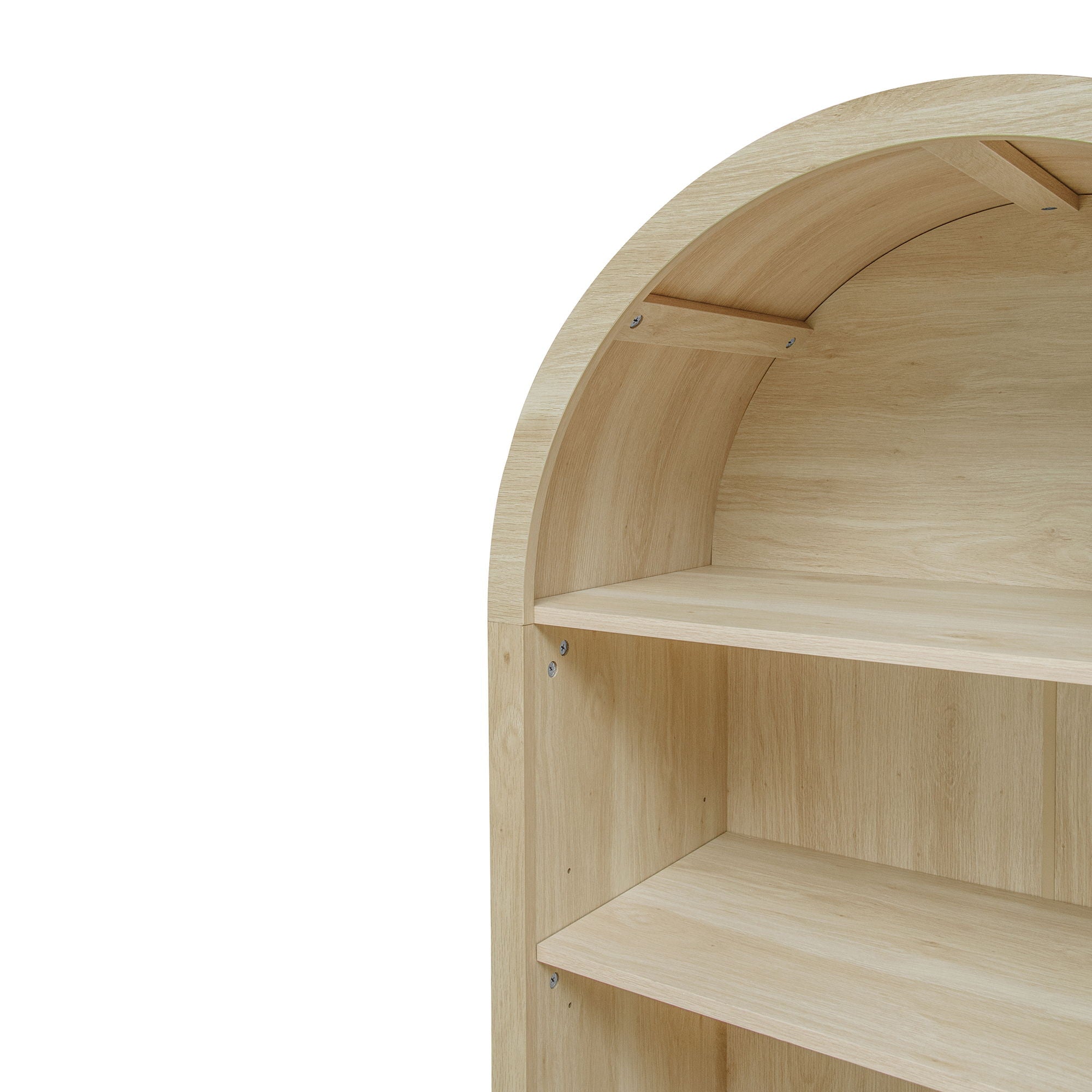 Arched Kitchen Pantry, Modern Farmhouse Wood Kitchen Storage Cabinets, Arched Storage Display Cabinet With Adjustable Shelves, Versatile Cupboard For Kitchen, Dining Room - Natural