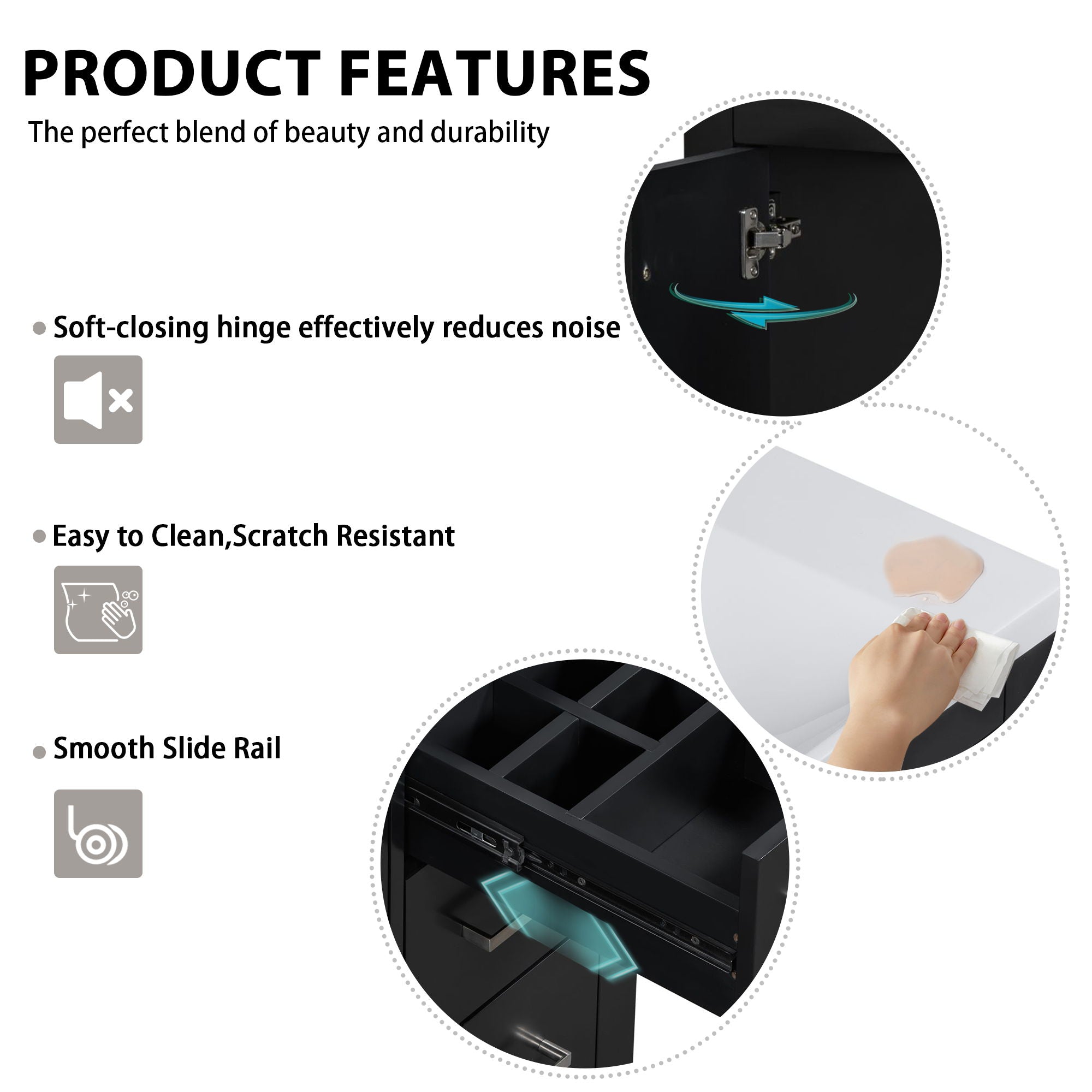 Bathroom Vanity With Sink, Storage Cabinet, Freestanding Set With 3 Drawers & Soft Closing Doors