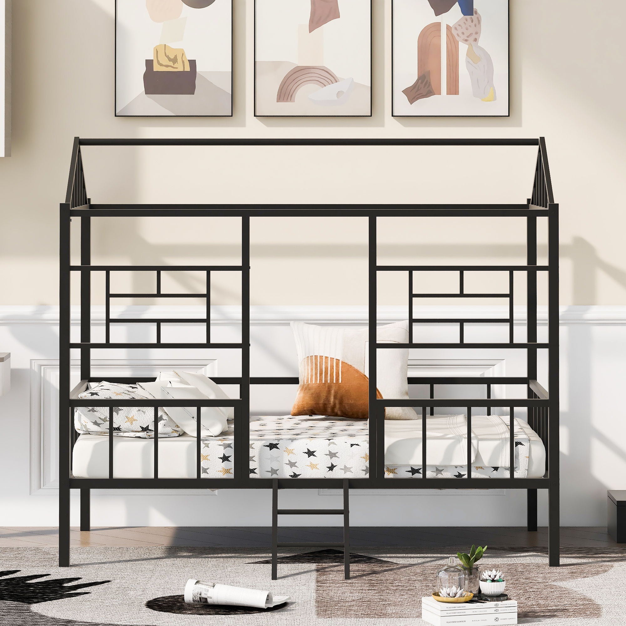 House Bed Frame With Slatted Support, No Box Spring Needed