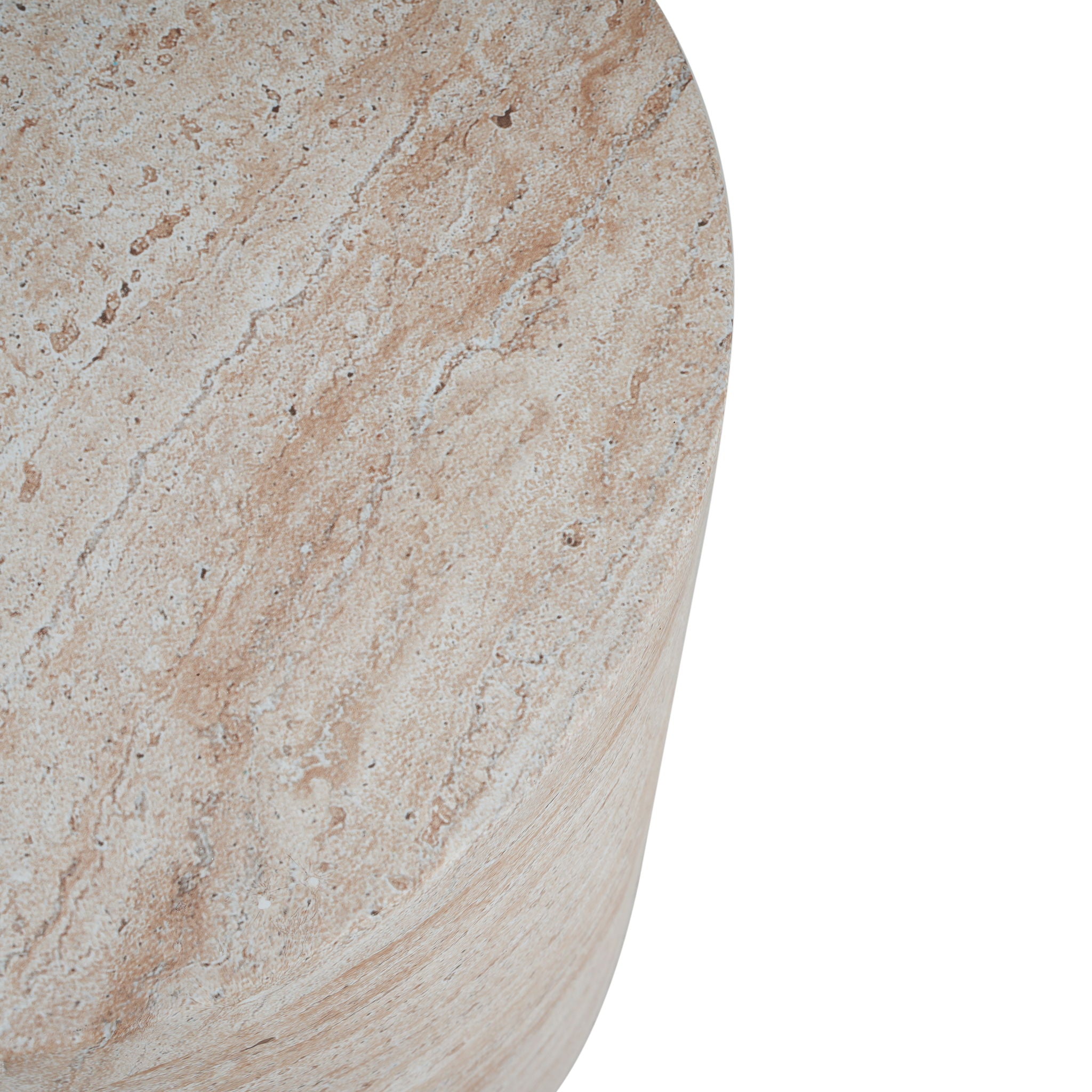 Modern Concrete Side Table With Travertine , Indoor / Outdoor Use - Beige