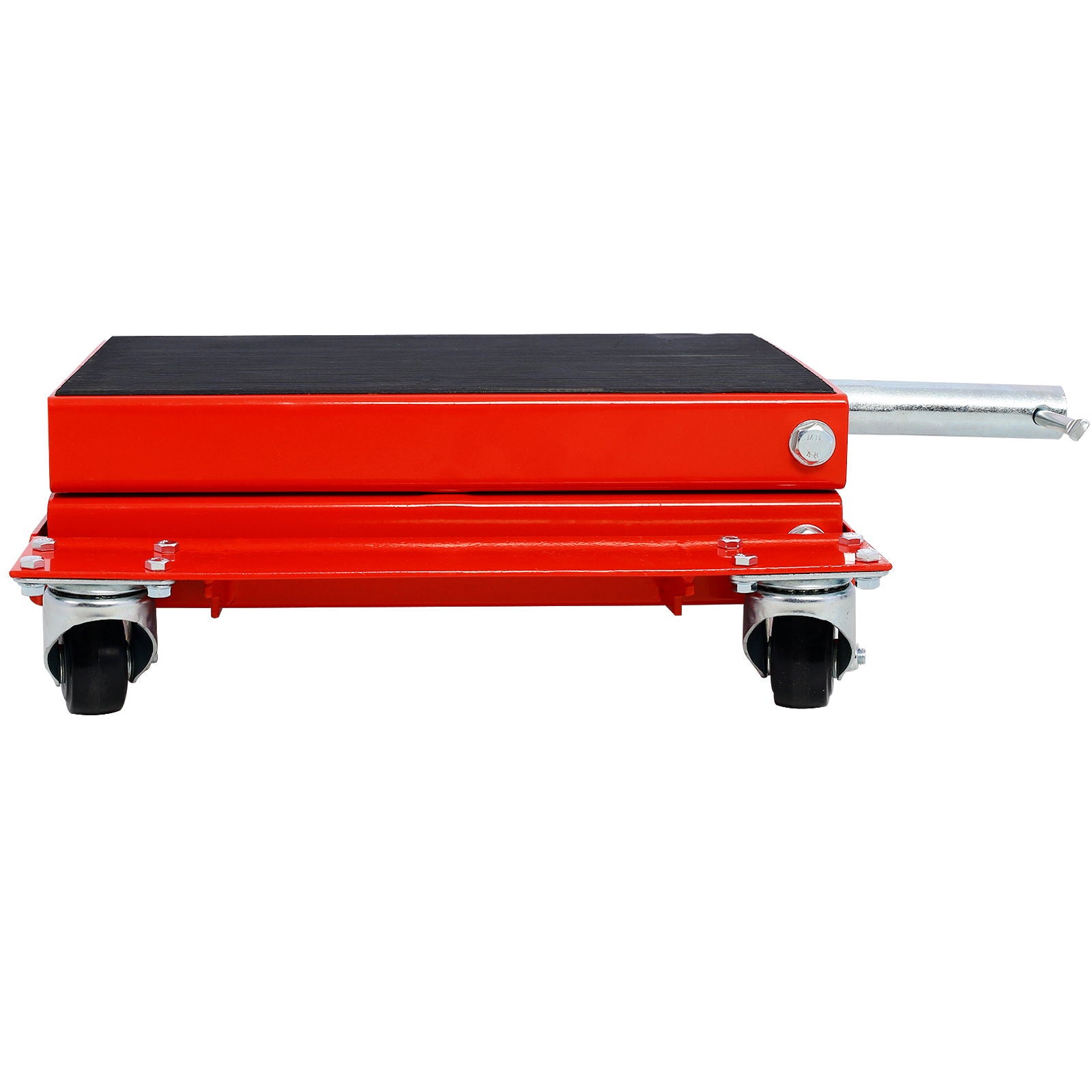 Heavy Duty Motorcycle Lift Jack With Dolly Tray And Wide Deck - Red