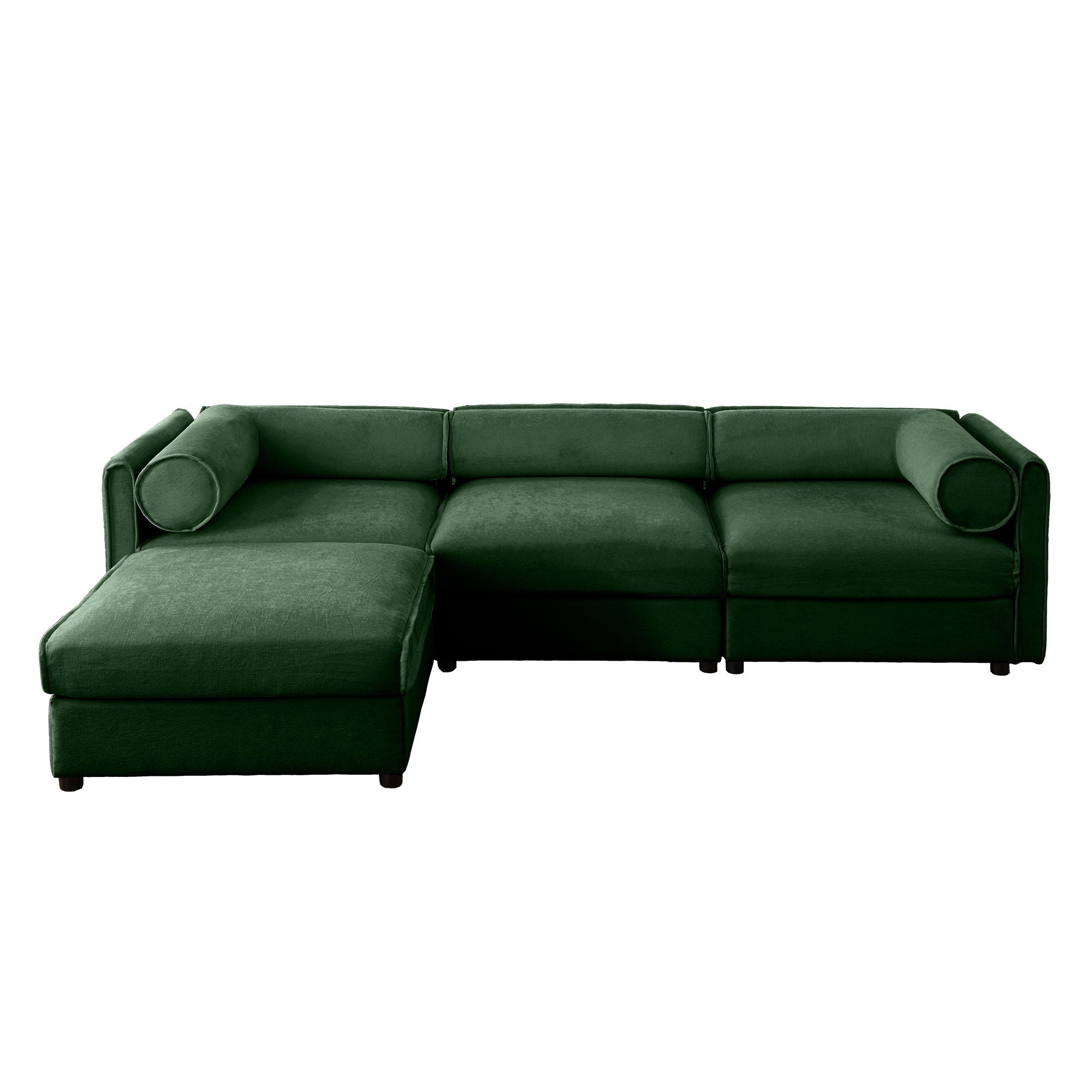 Contemporary Elegant White Chenille Sofa With Storage And Ottoman