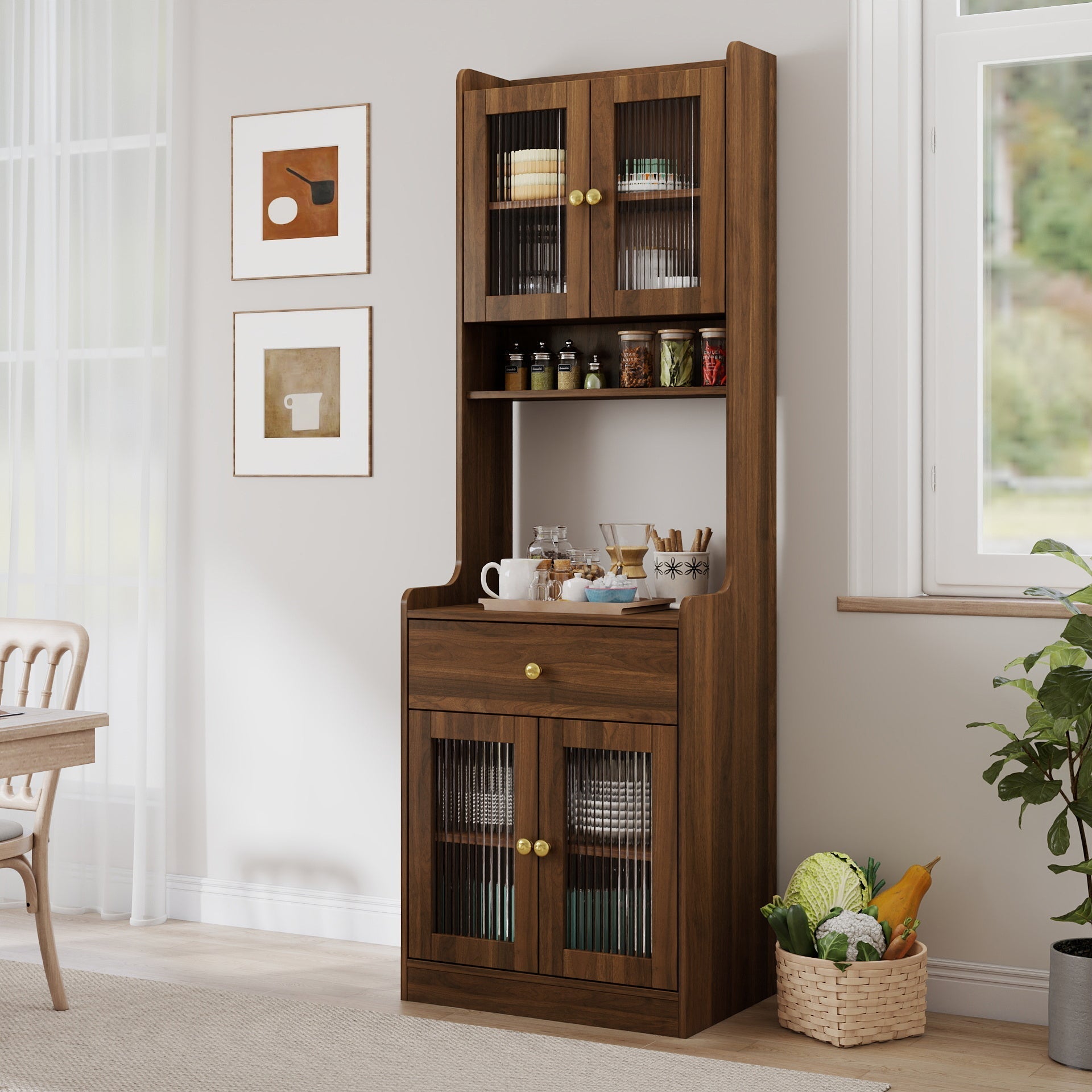 Kitchen Pantry Hutch Storage Cabinet Farmhouse Style