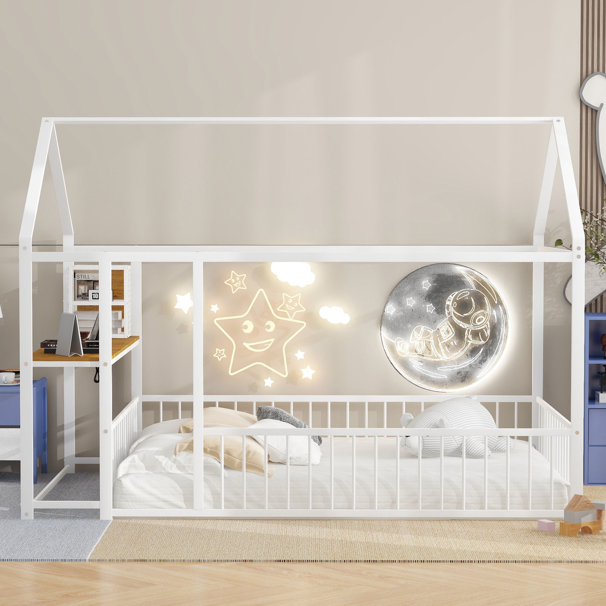 House Frame With Desk, Shelves, Power Outlets And USB Ports