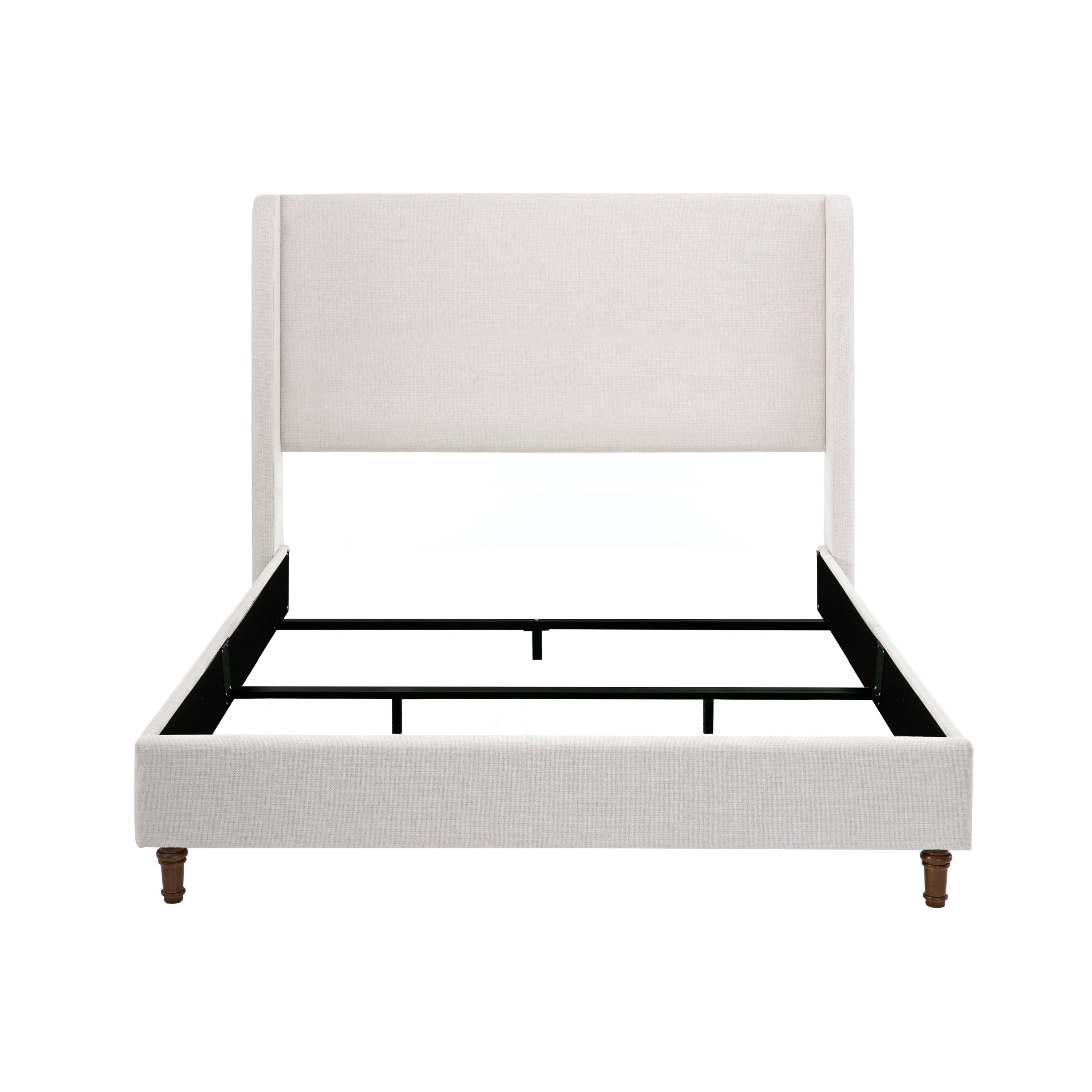 Hayden upholstered wingback bed, 54" headboard, queen, ivory canvas
