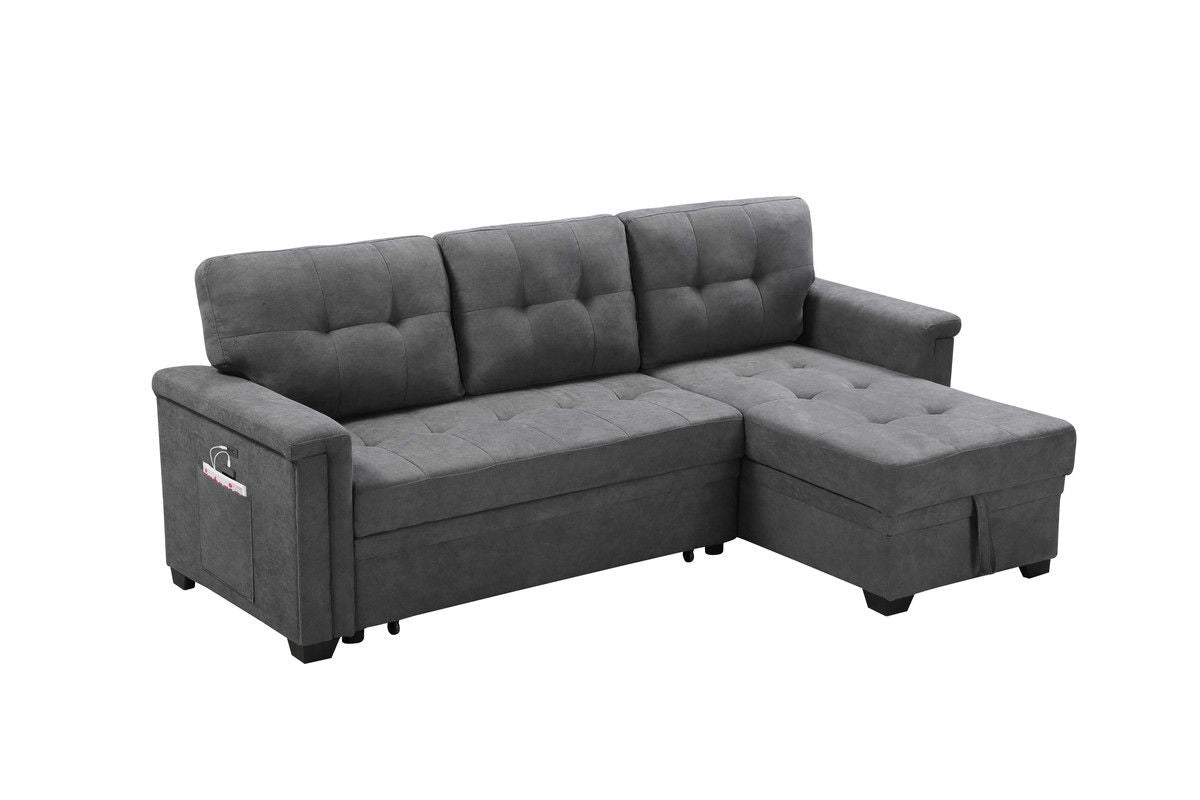 Ashlyn - Reversible Sleeper Sectional Sofa With Storage Chaise, USB Charging Ports And Pocket