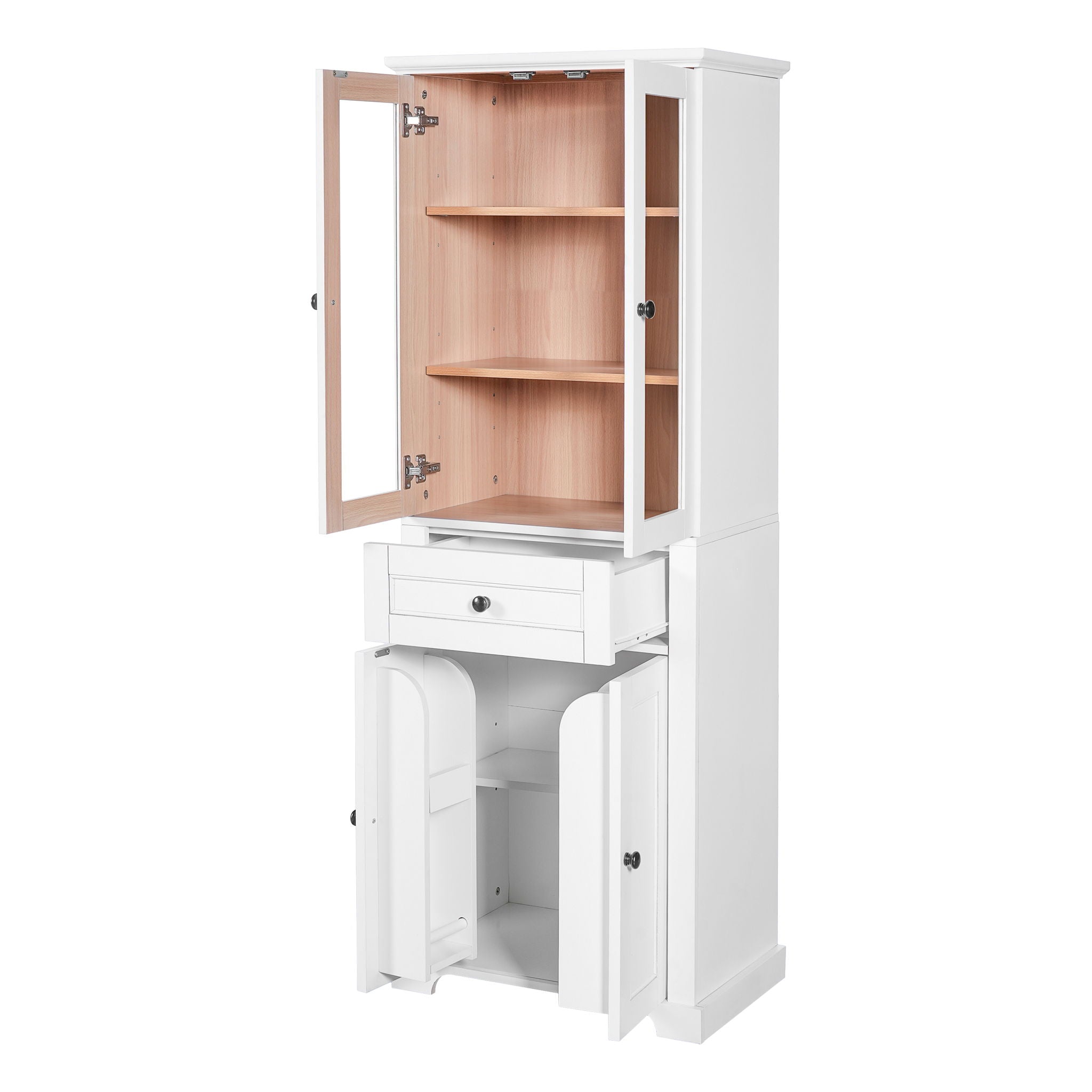 Bathroom Vanity & Tall Storage Cabinet Set With Doors, Adjustable Shelves, Soft Close Hinges, Sink