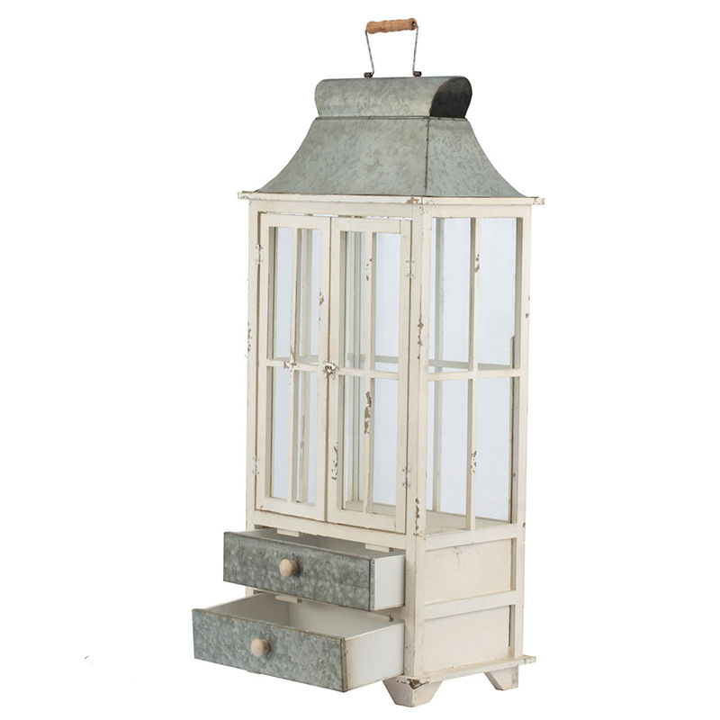 Wooden Candle Lantern Decorative Hurricane Holder - Ivory