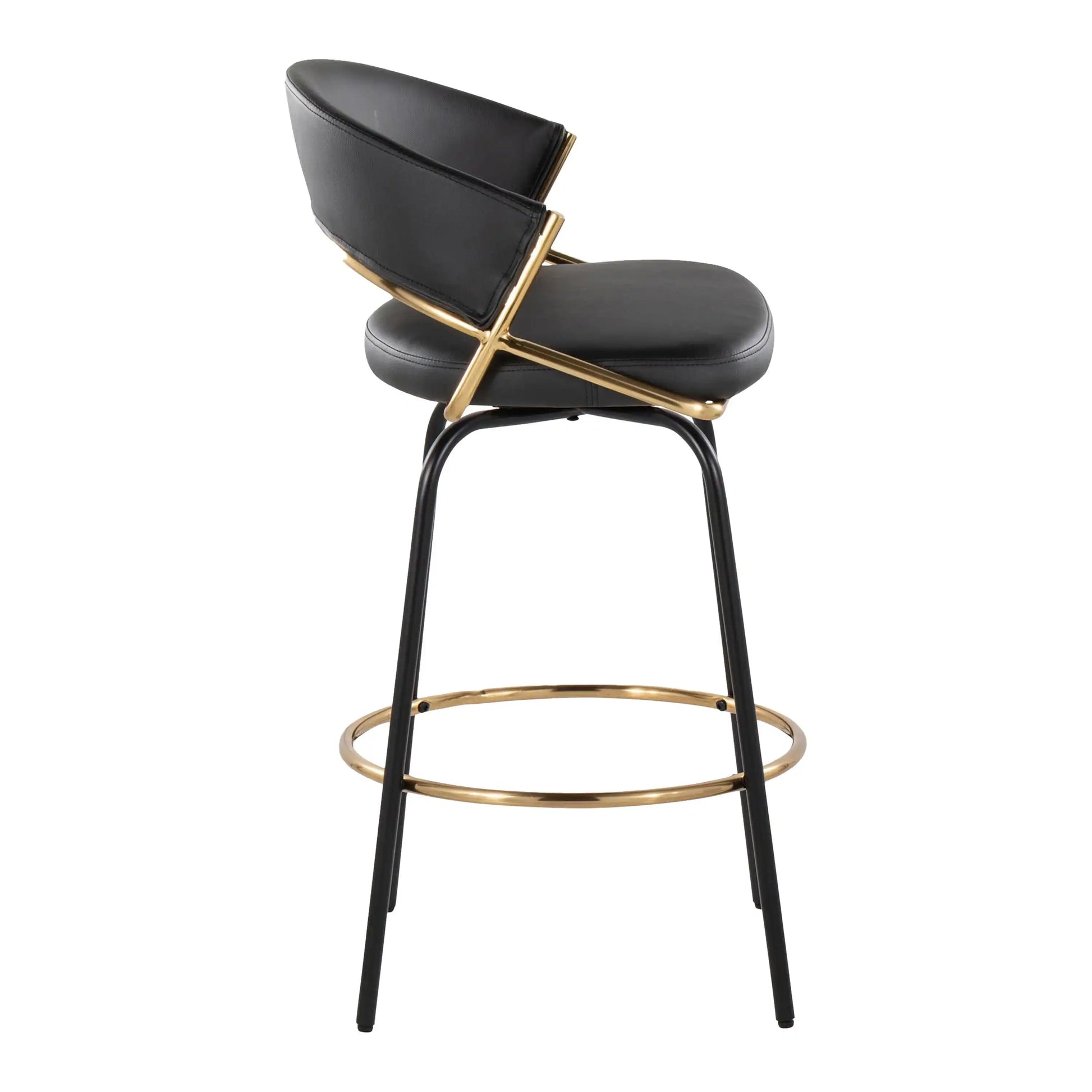 Jie - Fixed Height Contemporary Counter Stool With Swivel Round Footrest (Set of 2) - Best Buy Furniture