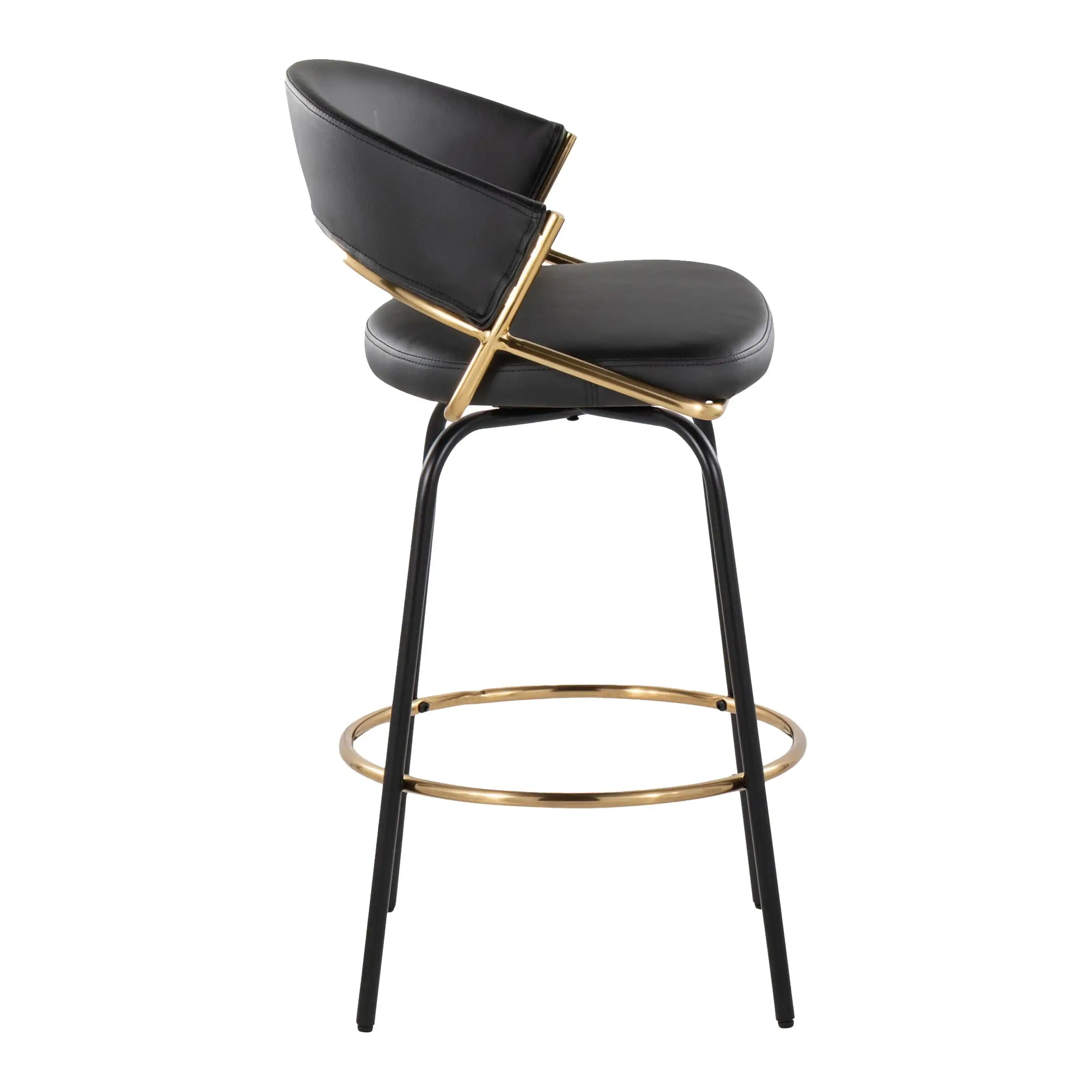 Jie - Fixed Height Contemporary Counter Stool With Swivel Round Footrest (Set of 2) - Best Buy Furniture