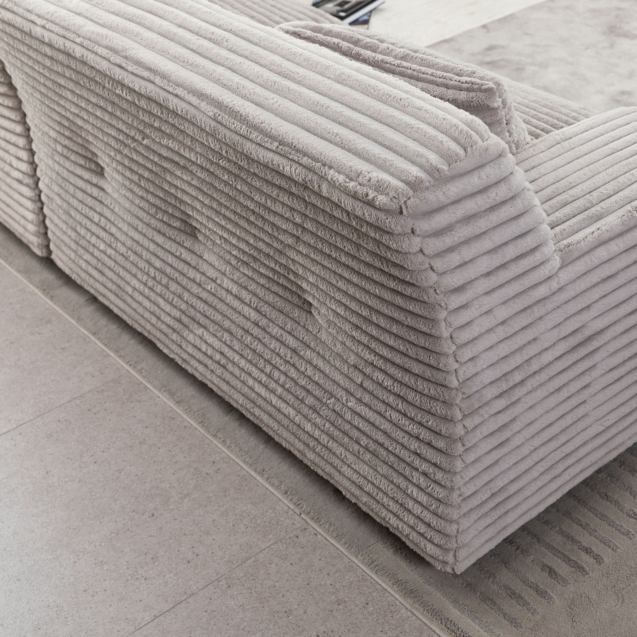 Modern Comfortable Cloud Sofa, Soft Plush Corduroy With Square Armrests