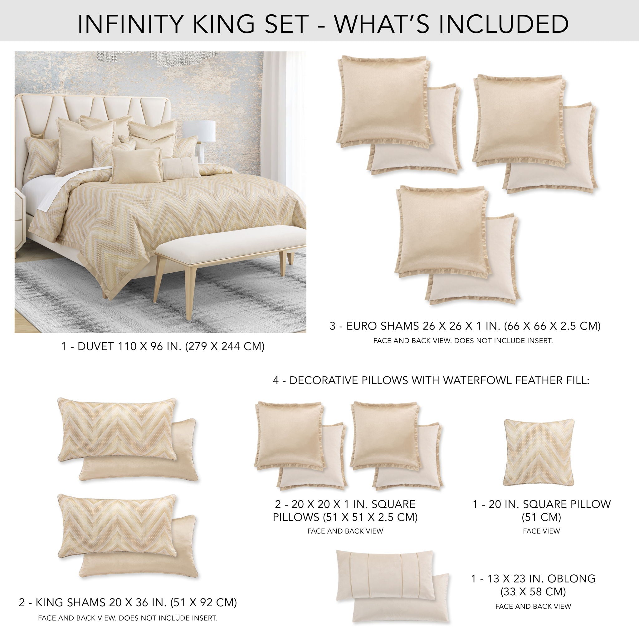 Infinity - 10-Piece King Duvet Set - Gold