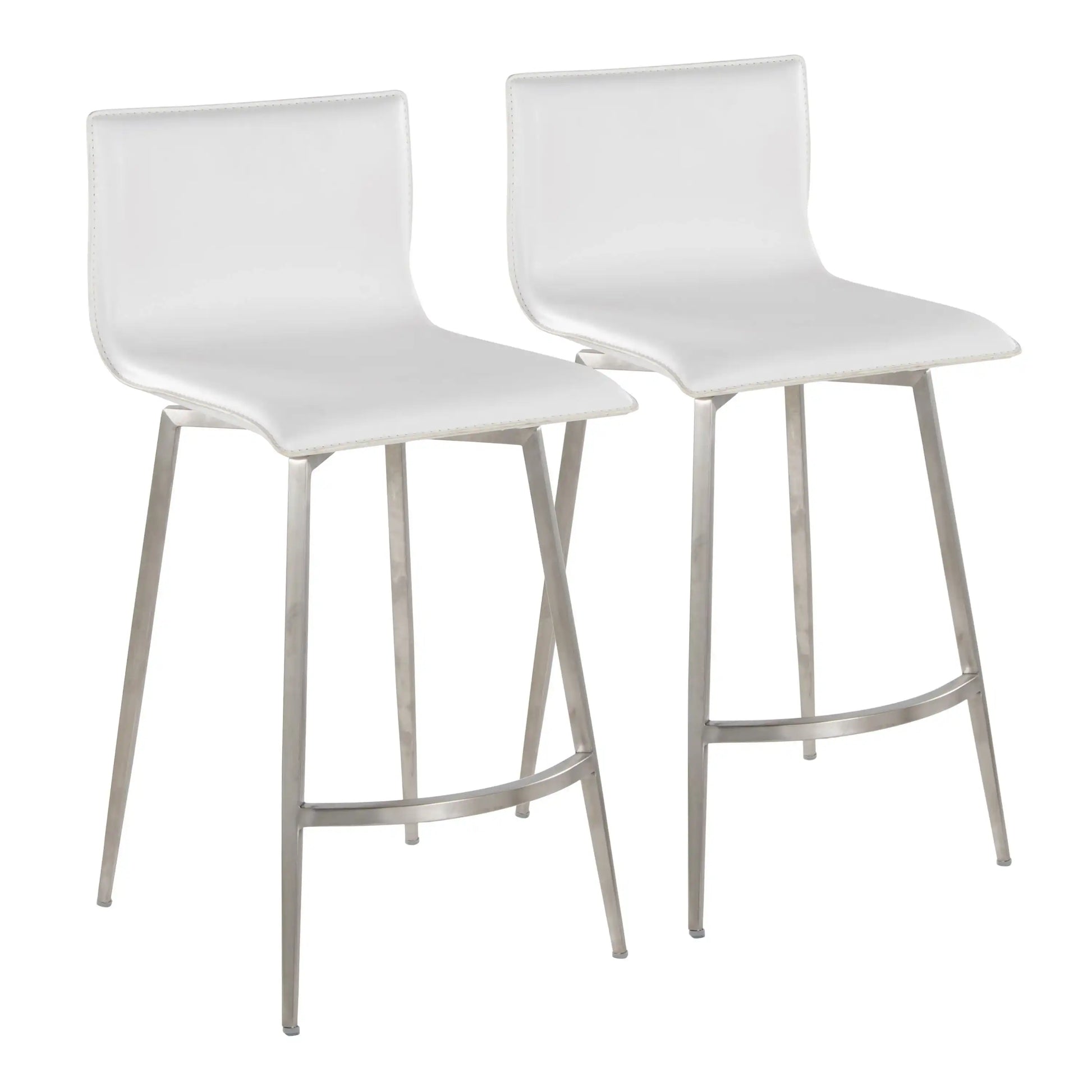 Mara - Upholstered Contemporary Fixed Height Counter Stool With Swivel (Set of 2) - White - Best Buy Furniture