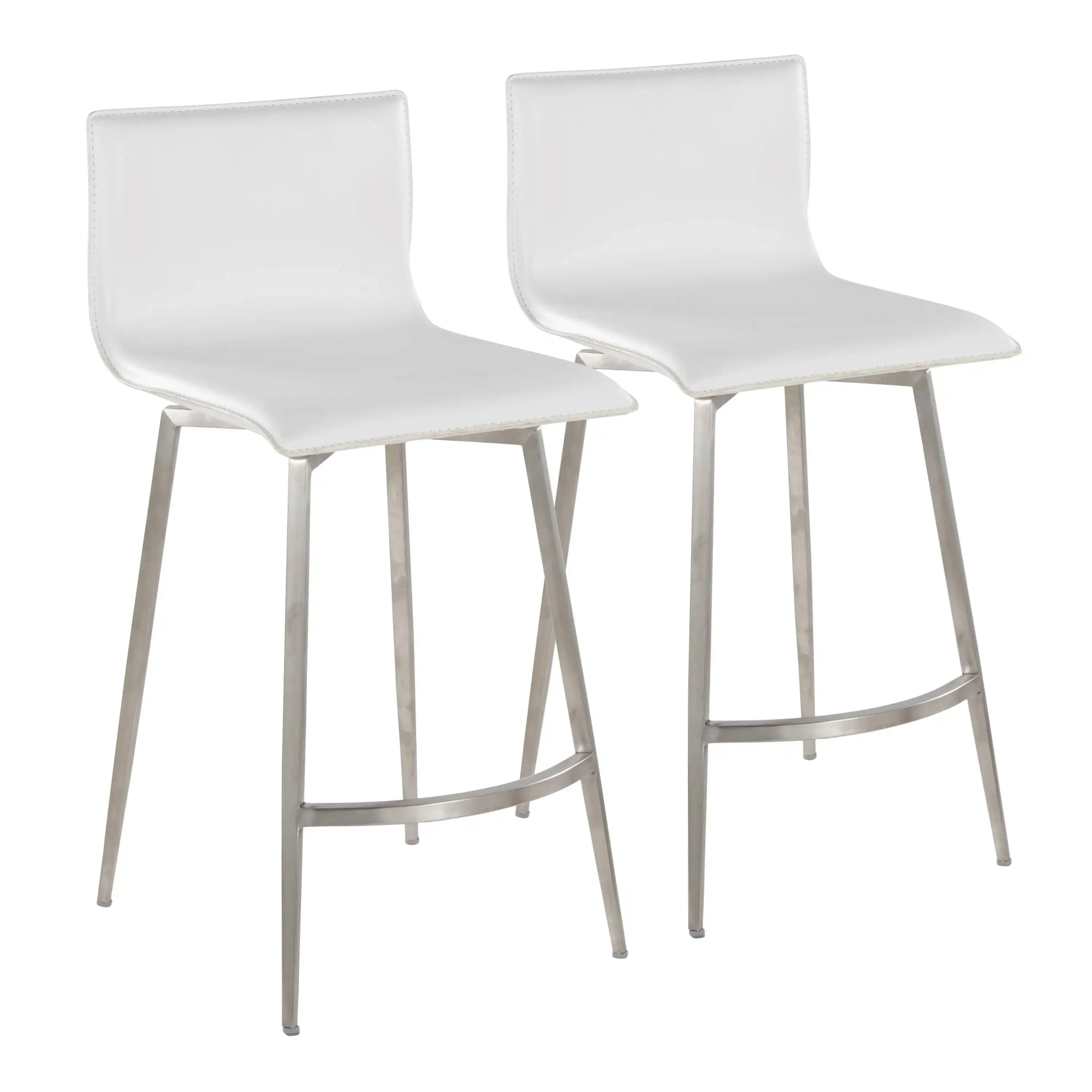 Mara - Upholstered Contemporary Fixed Height Counter Stool With Swivel (Set of 2) - White - Best Buy Furniture