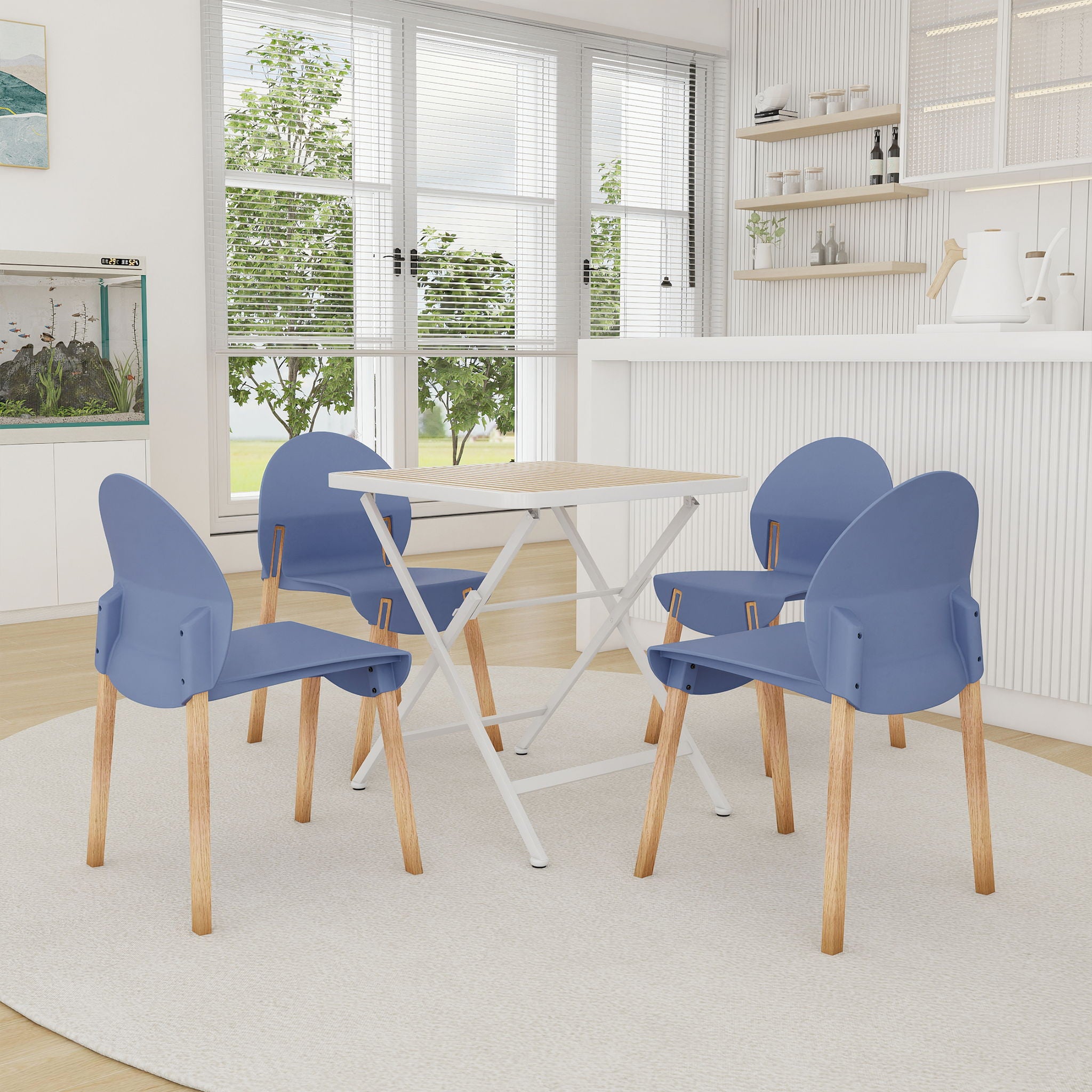 4 Piece Set Of Single Chairs With A Folding Square Table