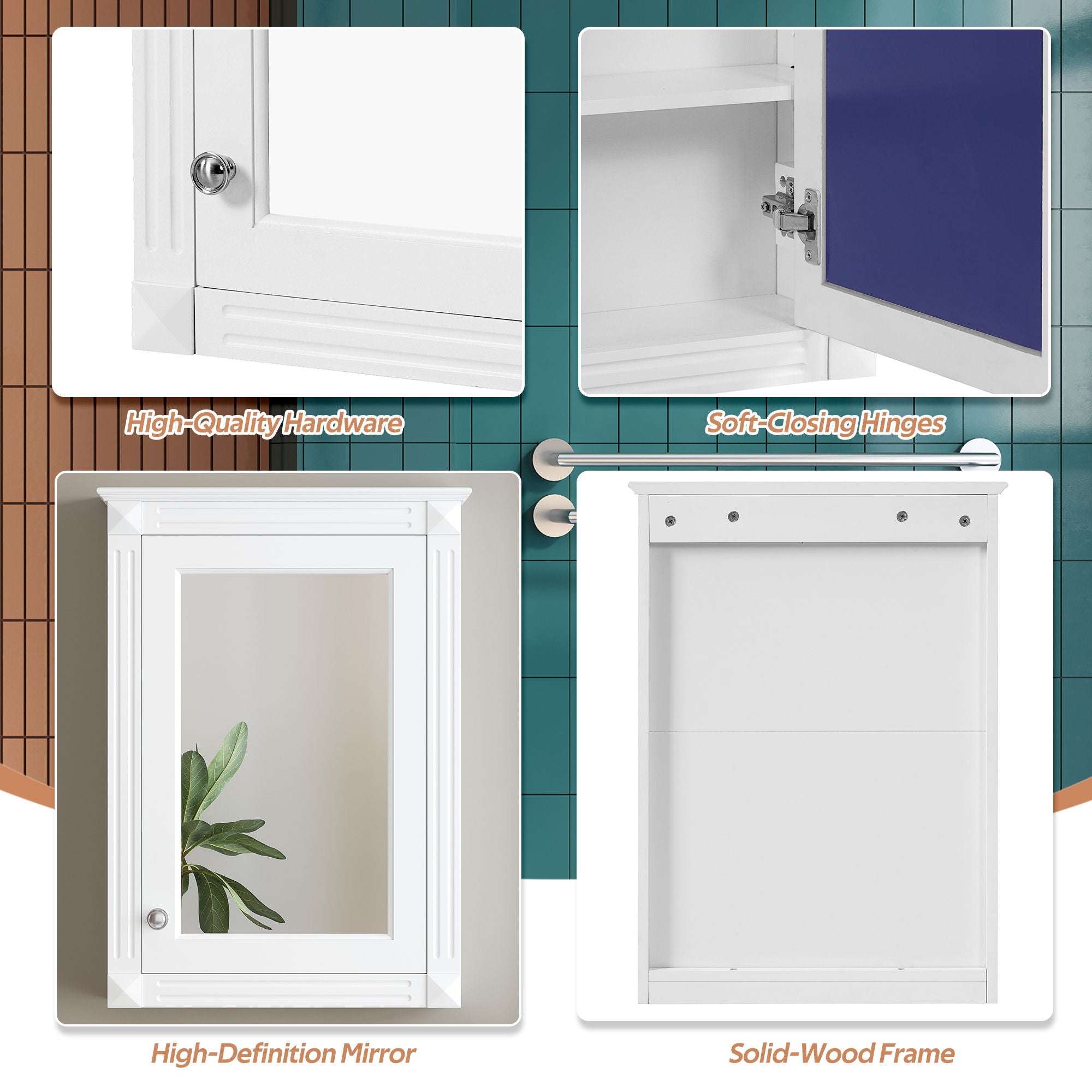 Wall Mounted Bathroom Storage Medicine Cabinet For Over Toilet With Mirror