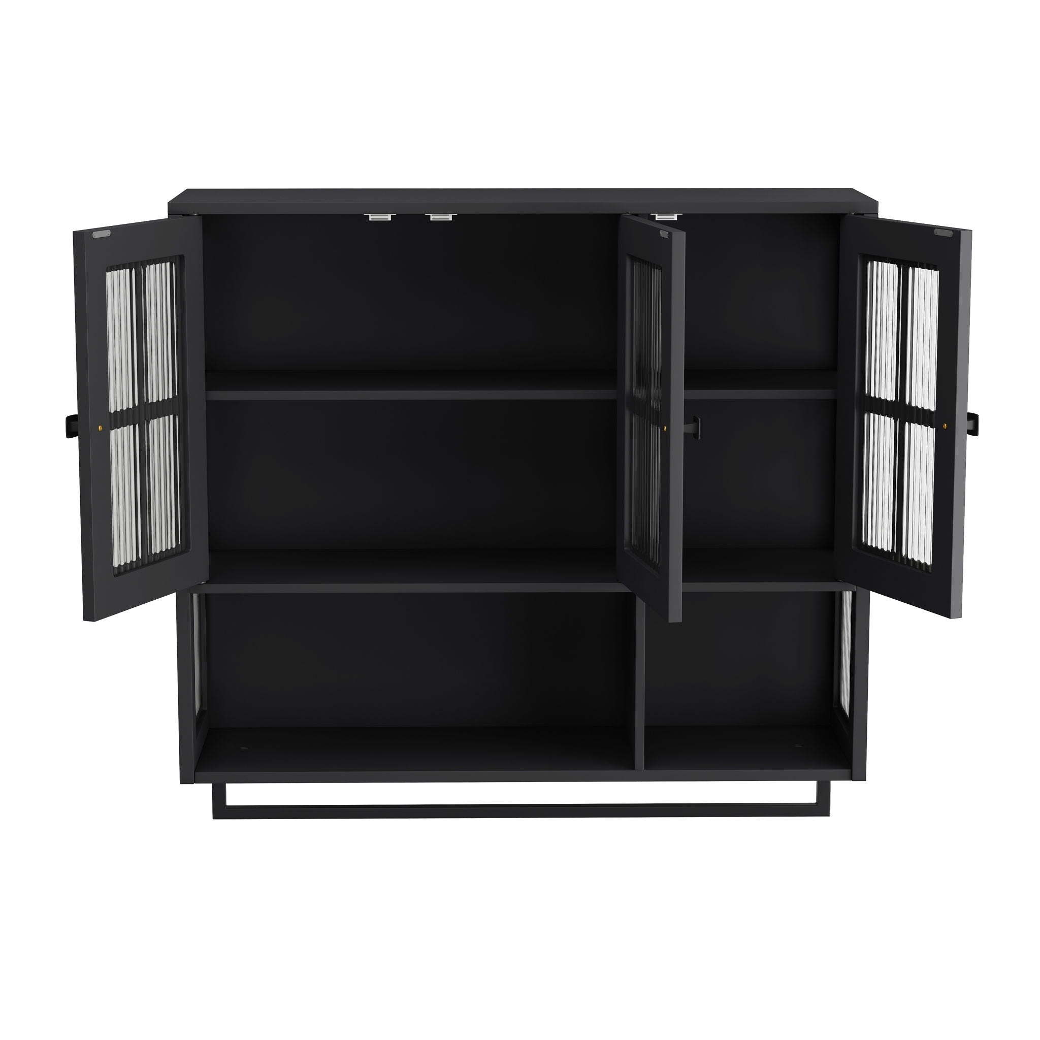 3 Door Wall Cabinet With Glass Door And Towel Bar