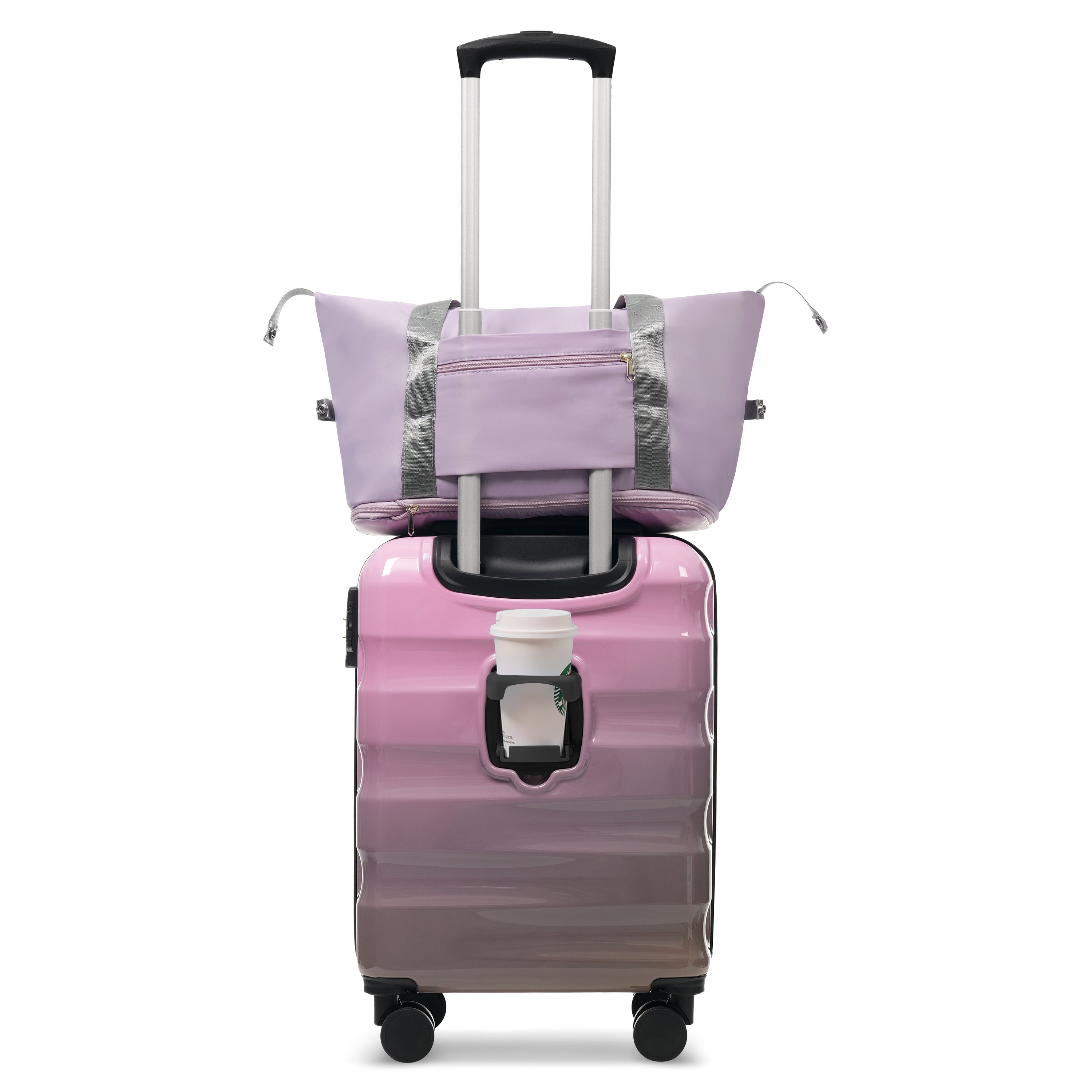 20-Inch Carry-On Suitcase with Dual Wheels and Water Bottle Holder