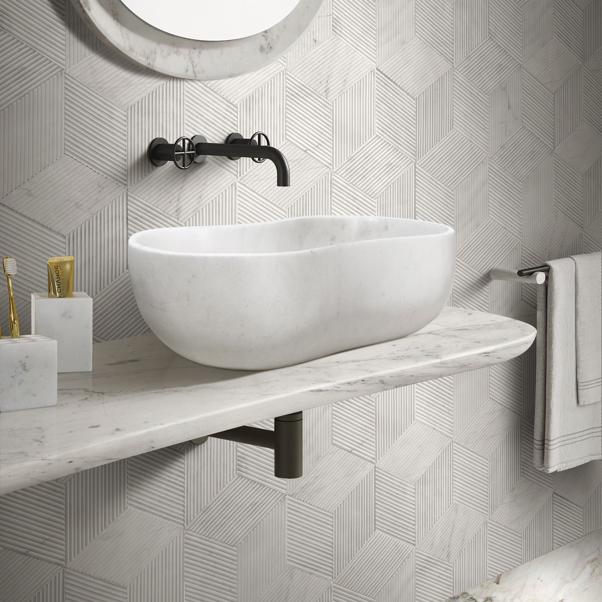 Bathroom Vessel Sink With Wavy Design