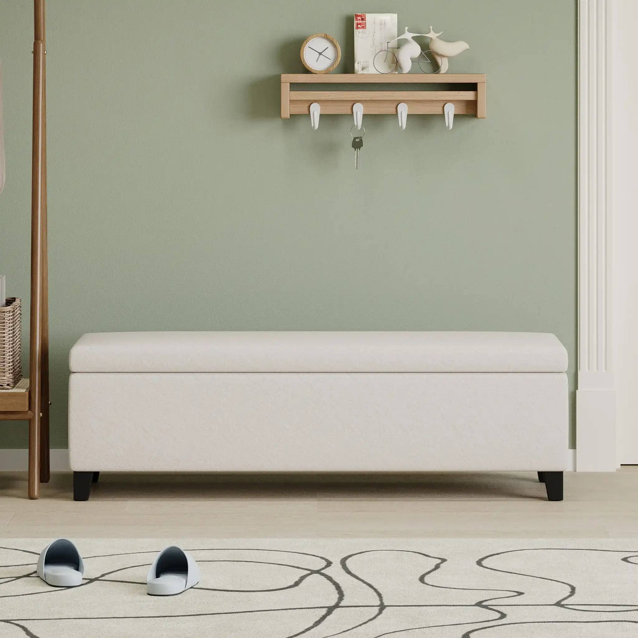 Storage Ottoman For Living Room, Bedroom - White