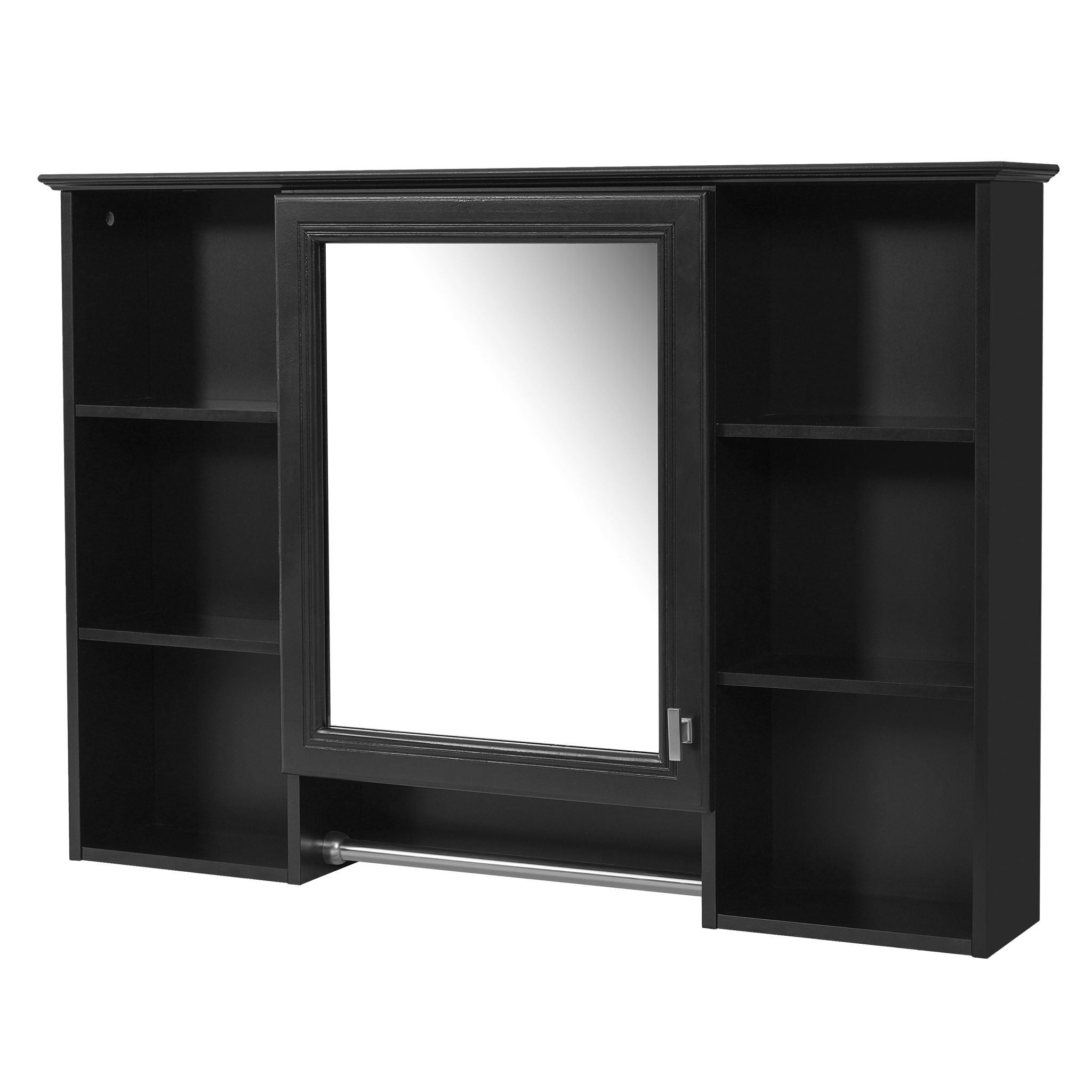 3 In 1 Modern Bathroom Mirror Cabinet With Adjustable Shelf, Soft Close Door, High Definition Mirror & Towel Bar