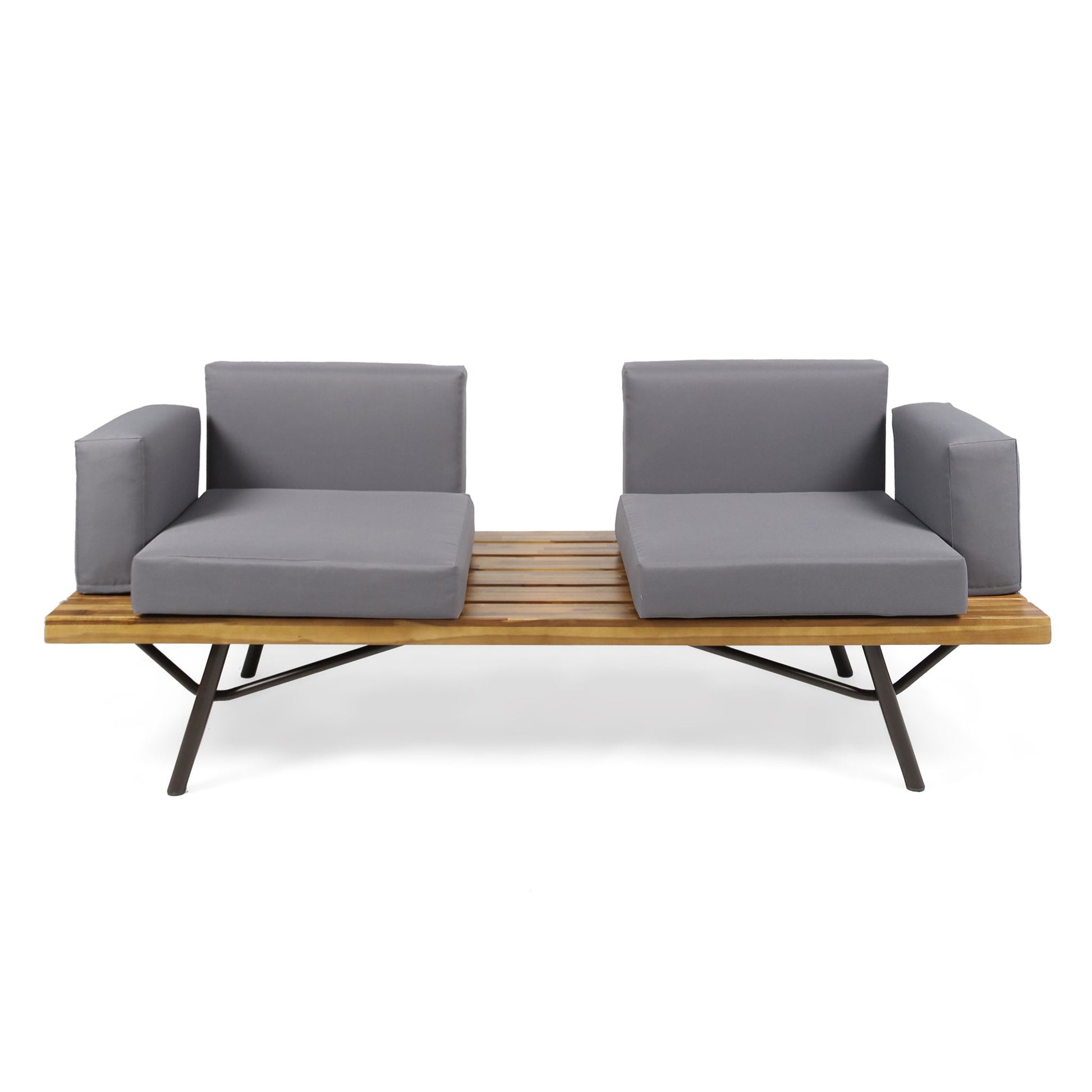 Outdoor Sofa With Cushions And Iron Legs - Dark Gray - Best Buy Furniture