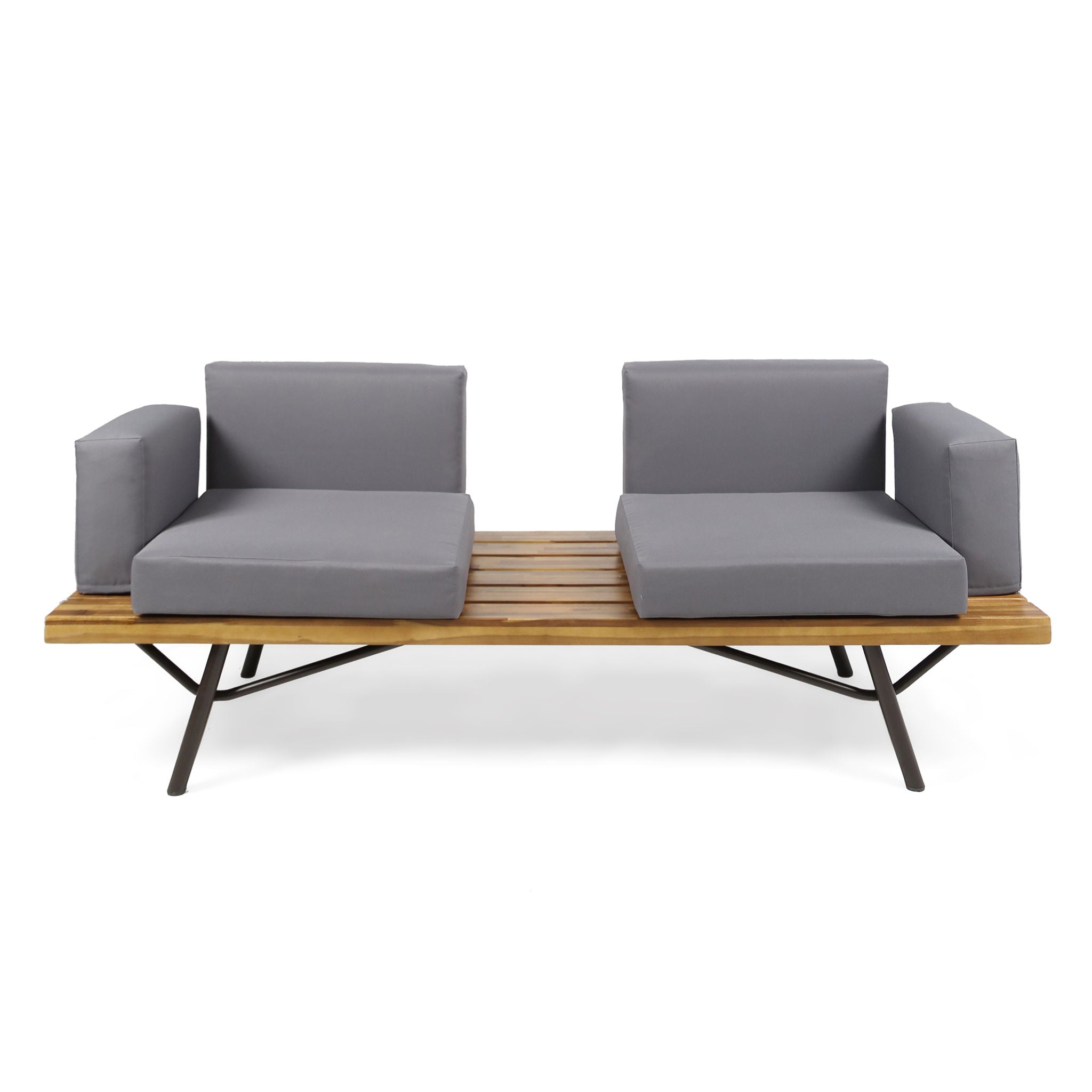 Outdoor Sofa With Cushions And Iron Legs - Dark Gray - Best Buy Furniture