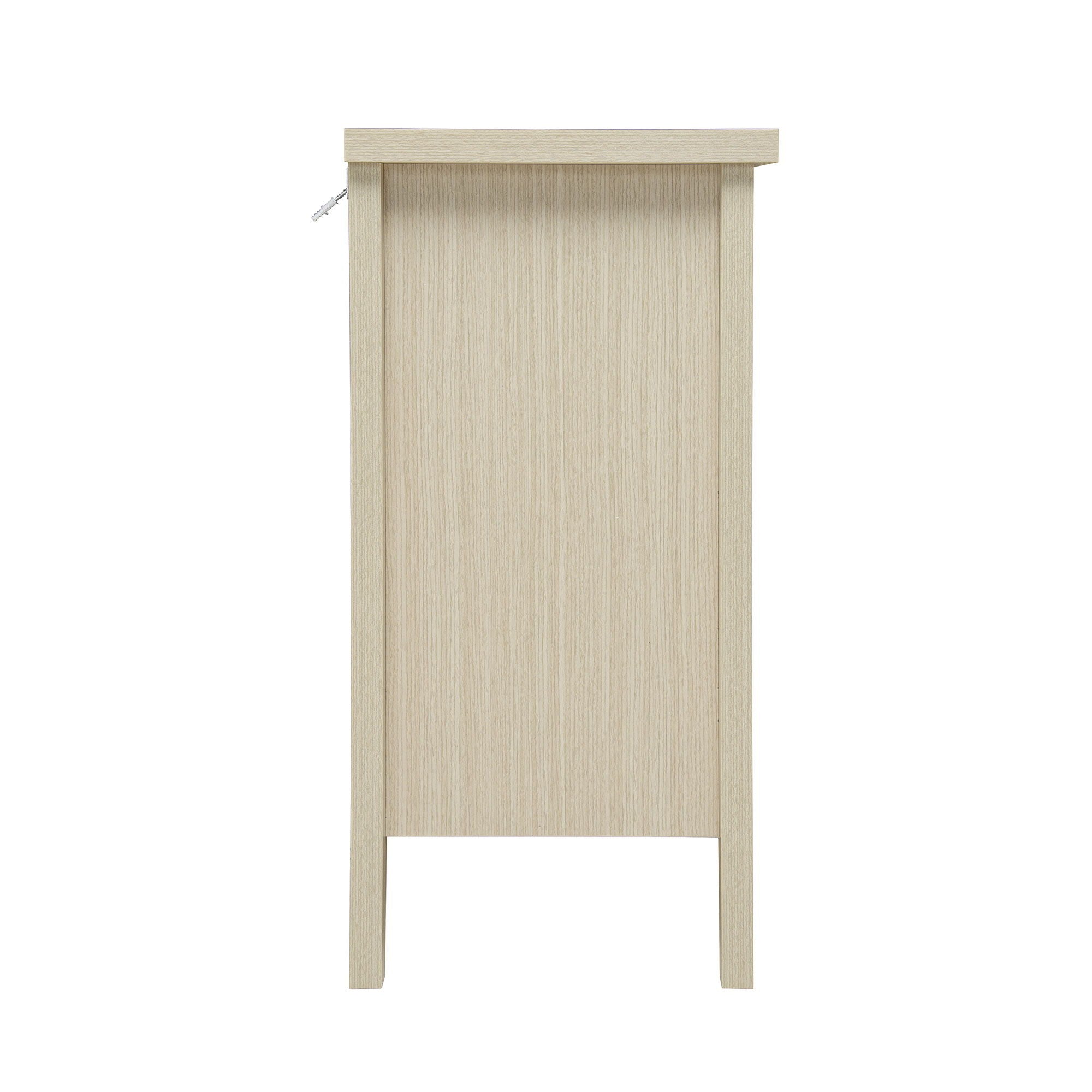 3 Drawer Buffet Sideboard With Adjustable Shelves, Storage Cabinet With Natural Seaweed Decor Doors For Living Room Kitchen Entryway - Natural - Best Buy Furniture