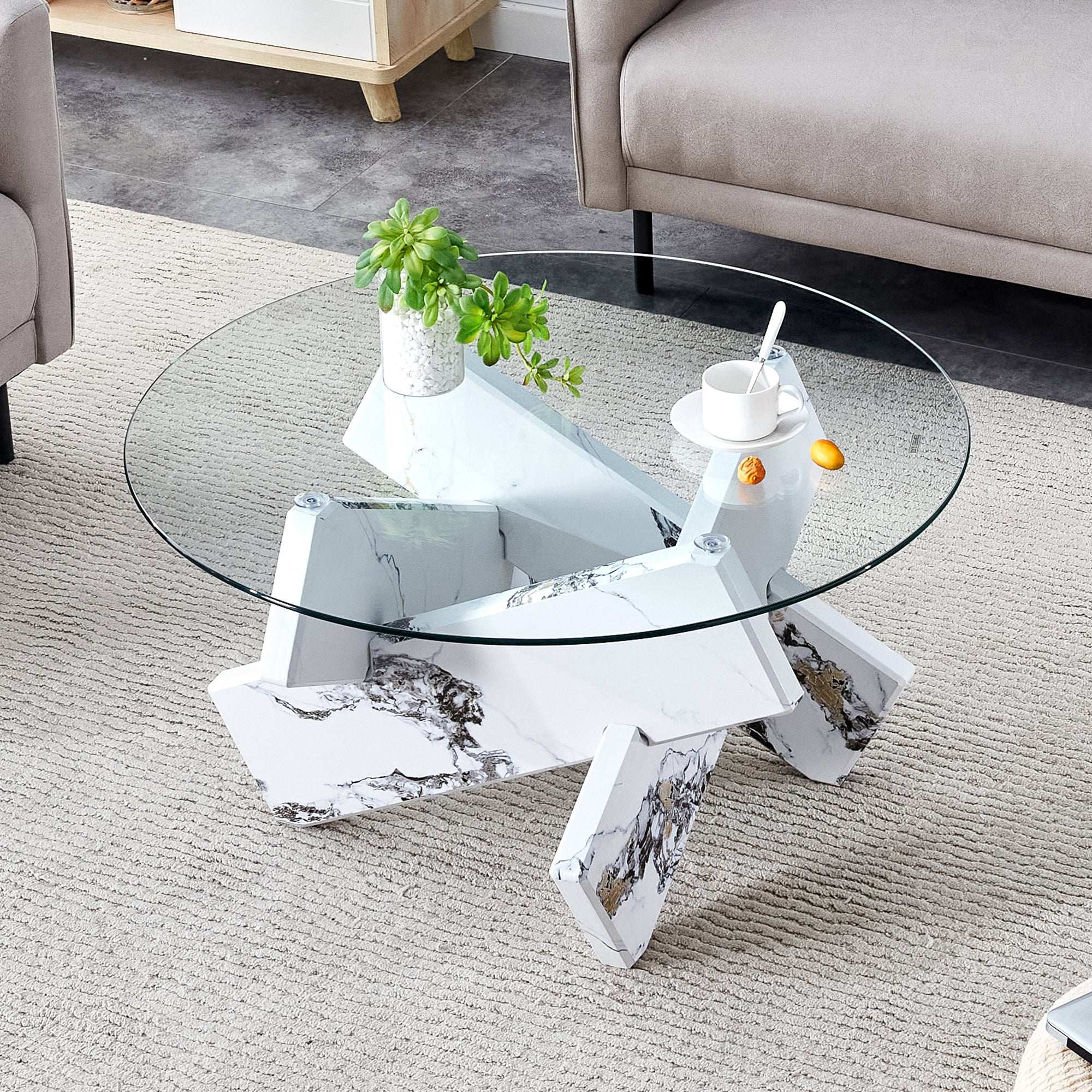 Pippa Round Glass Coffee Table