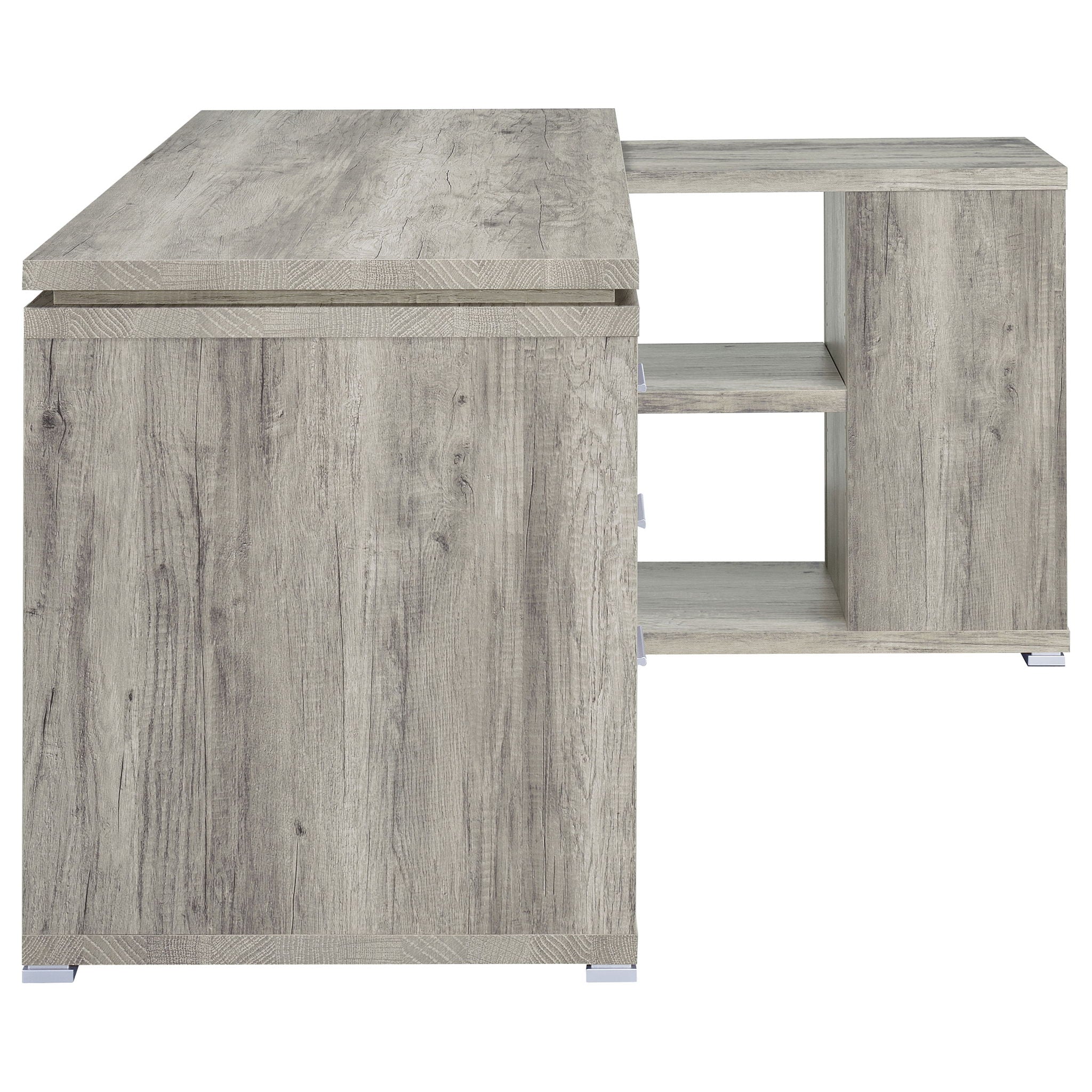 Transitional L Shape Computer Desk With Multiple Storage And Built In File Cabinet