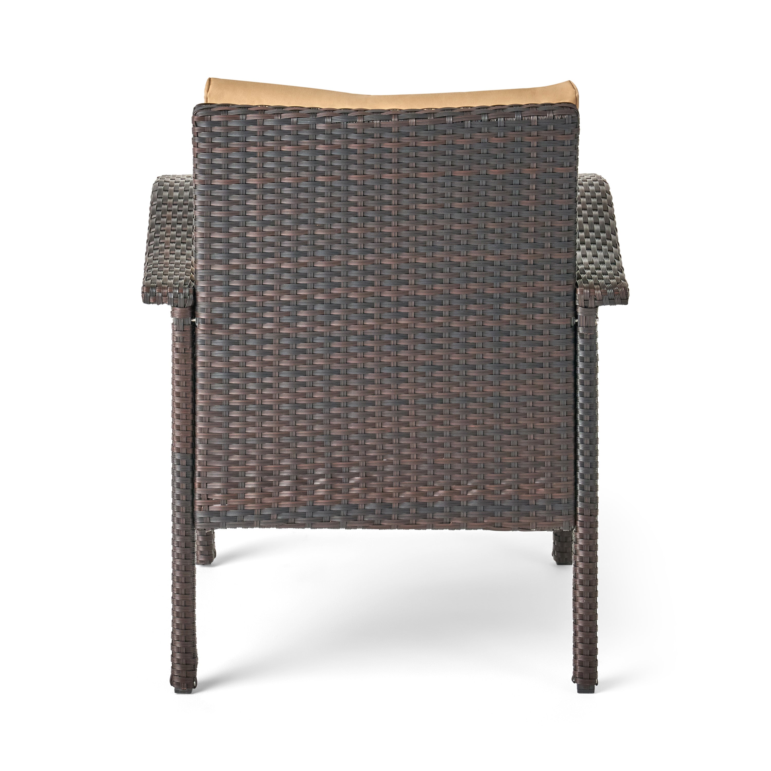 HONOLULU Brown Club Chair Set of 2 with Weather-Resistant Wicker Finish and Cushions