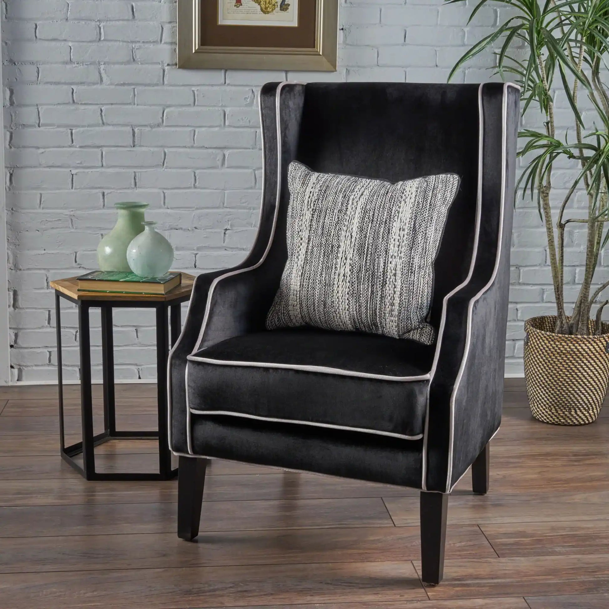 Elegant Velvet Club Chair With Tonal Piping - Best Buy Furniture