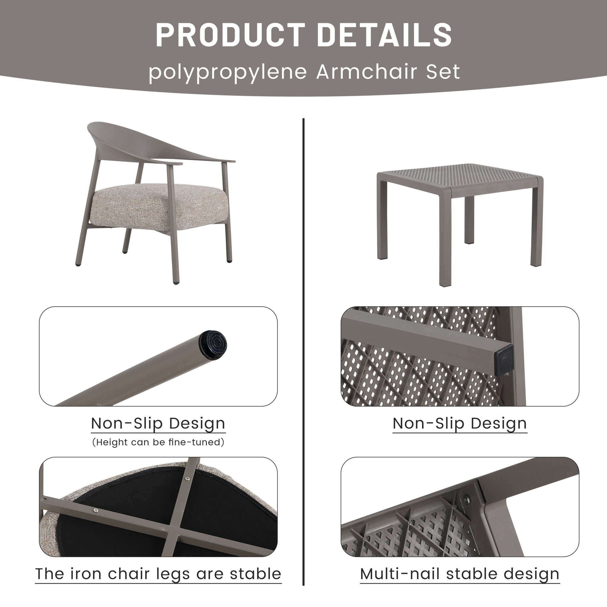 Furniture Set With Seat Cushions, Sturdy And Durable