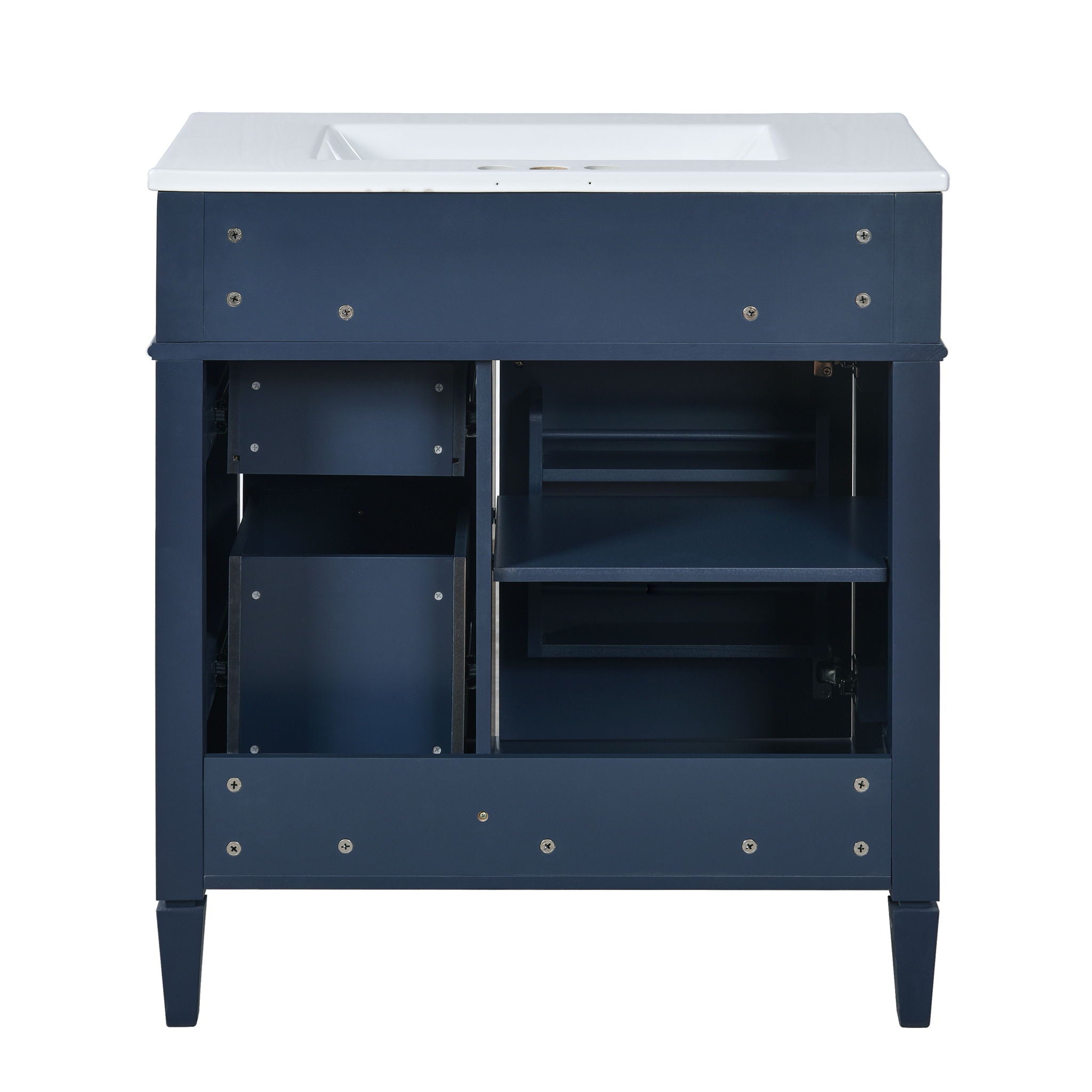 Bathroom Vanity With Top Sink, 2 Drawers & Tip Out Drawer