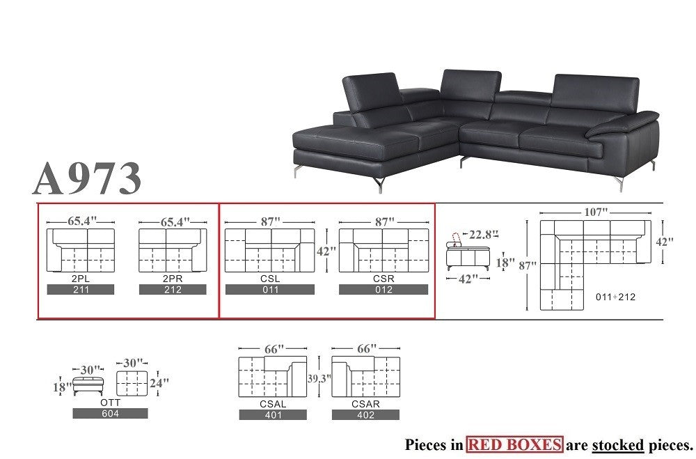 A973 Premium Leather Sectional J&M