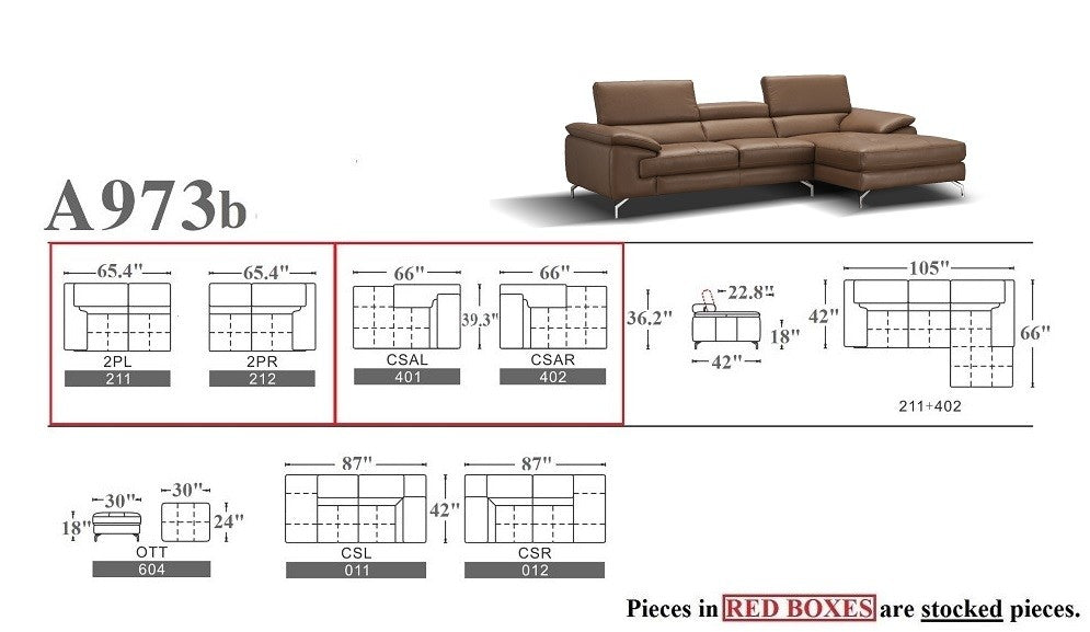 A973b Premium Leather Sectional J&M