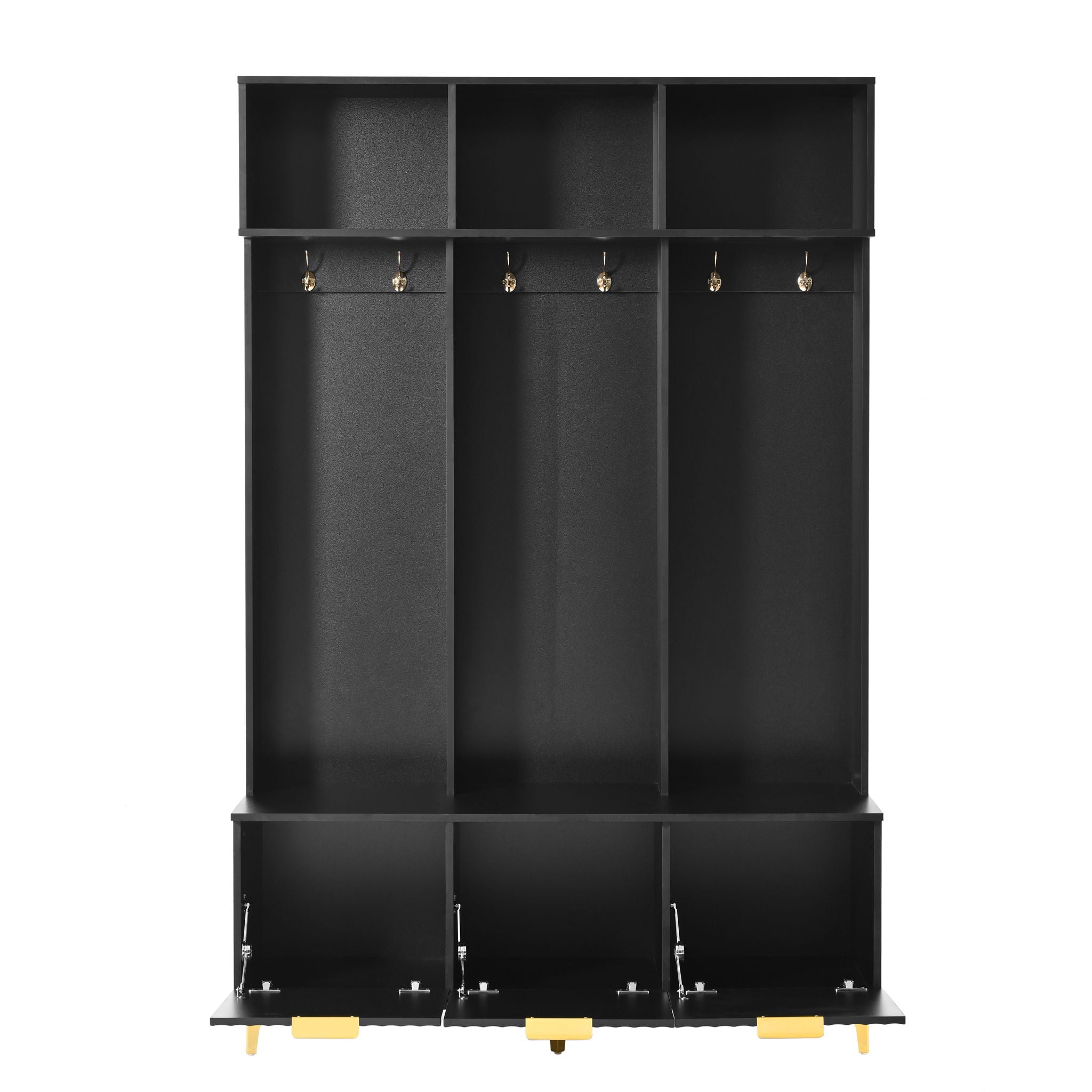 Modern Large Storage Hall Tree With Bench, 6 Hooks