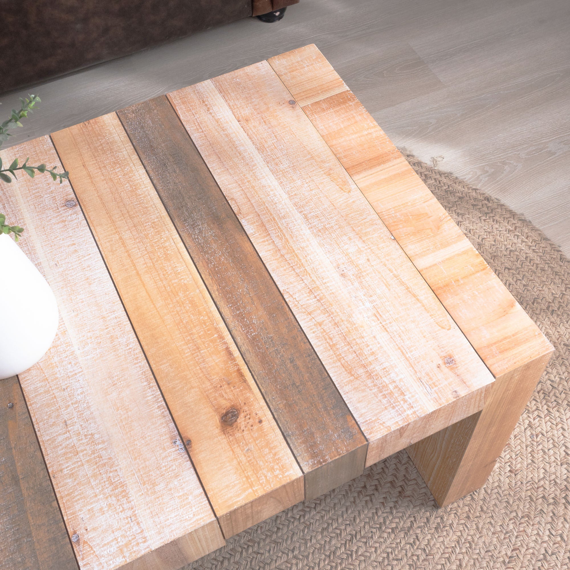 Modern Rustic Coffee Table – 48.2' Rectangular Center Table for Living Room