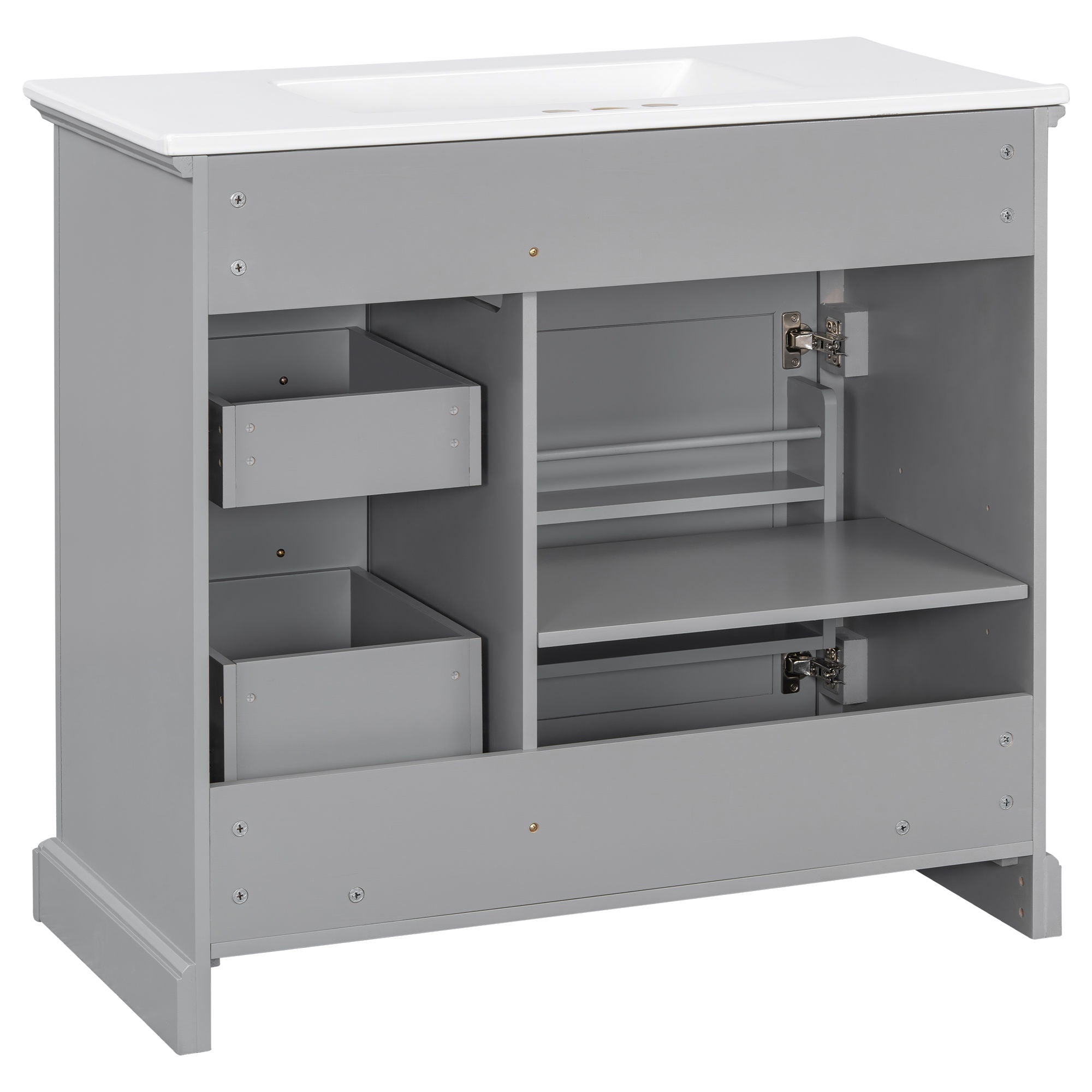 36" Bathroom Vanity With Sink, 2 Tip Out Drawers, Soft Close Hinges