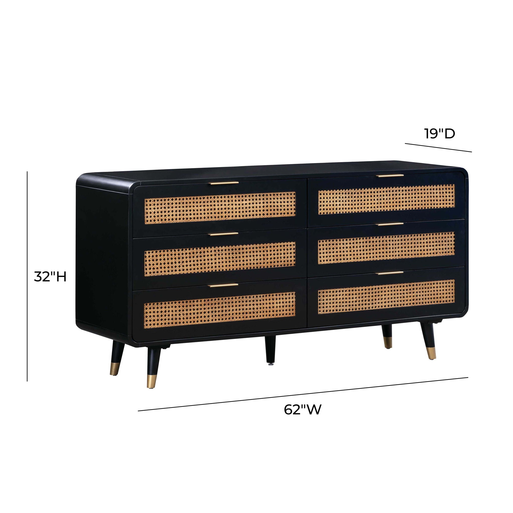 Christine - 6 Drawer Dresser - Black