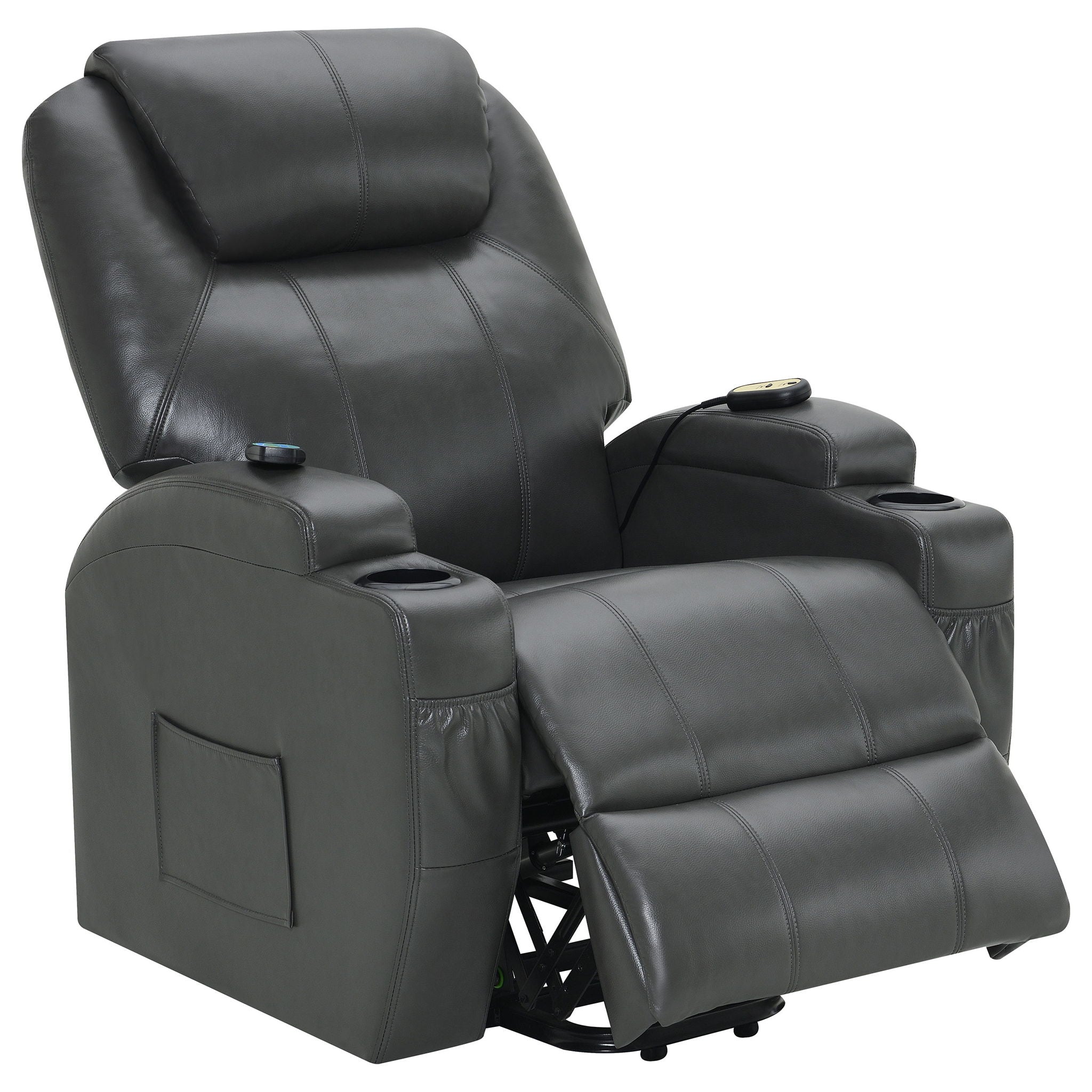 Rexford - Power Lift Recliner Chair With Massage Comfort With Lift Assist, Heat & Massage Features - Charcoal Gray