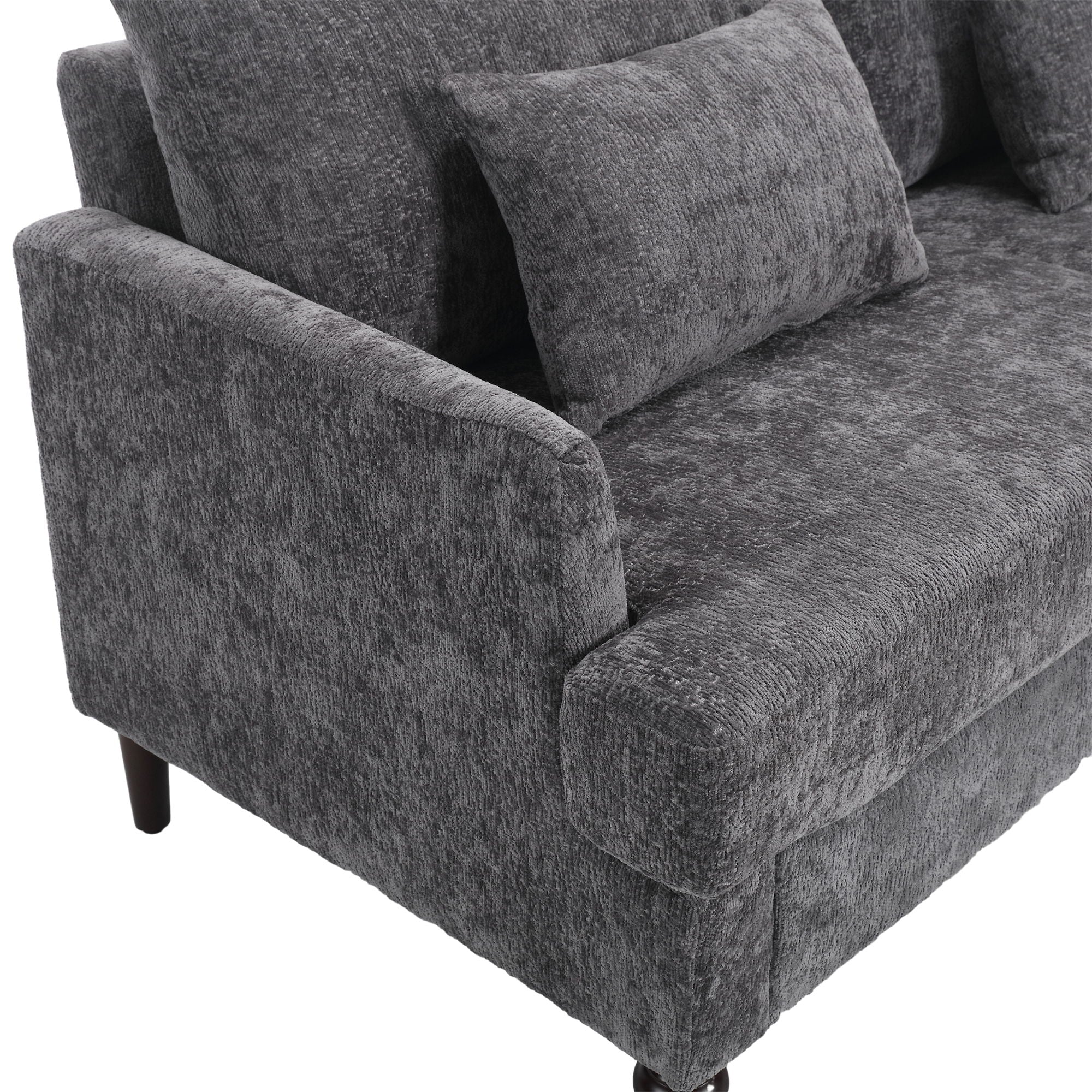 Mid Century Modern Chenille Fabric Loveseat Sofa, 2 Seat Upholstered Couch