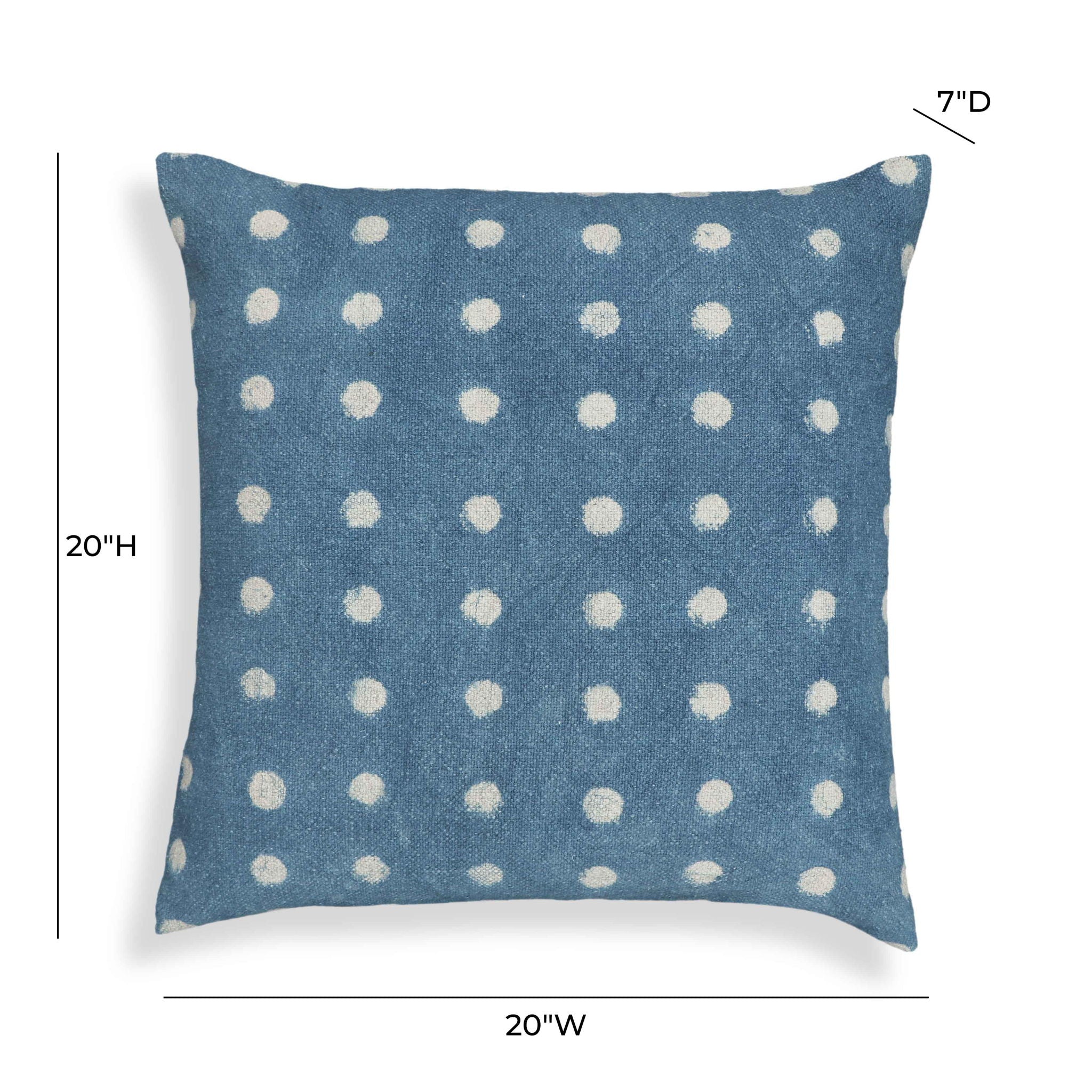Indigo - Dots Cotton Square Accent Pillow - Indigo
