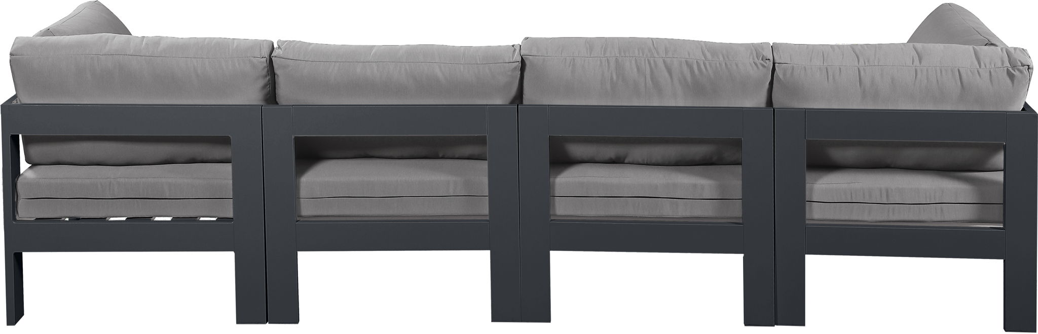 Nizuc - Outdoor Patio 4 Seat Modular Sofa With Gray Frame