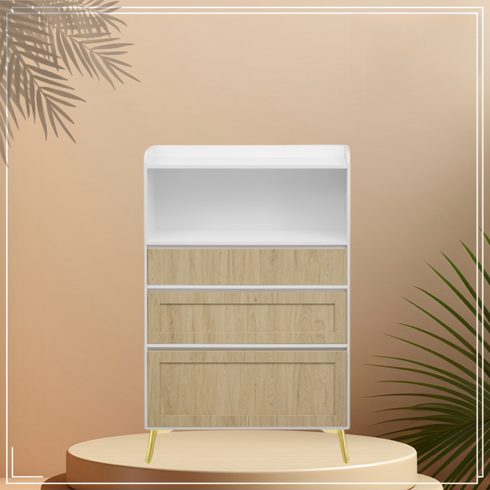 Modern Design Three Drawer Storage Cabinet,Bedroom Clothes Storage Can Be Used in Dining Room, Kitchen, Bedroom. White Solid Wood Frame - Best Buy Furniture