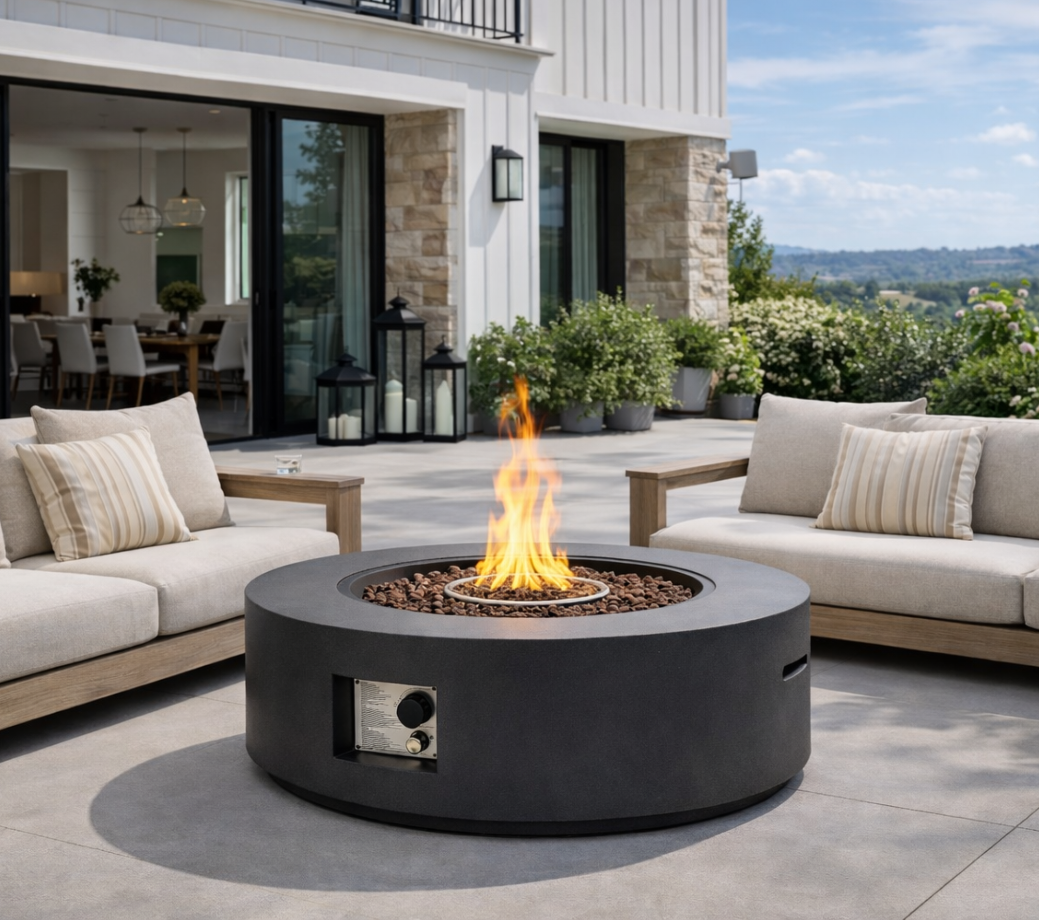 40' Round Outdoor Propane Fire Pit Table